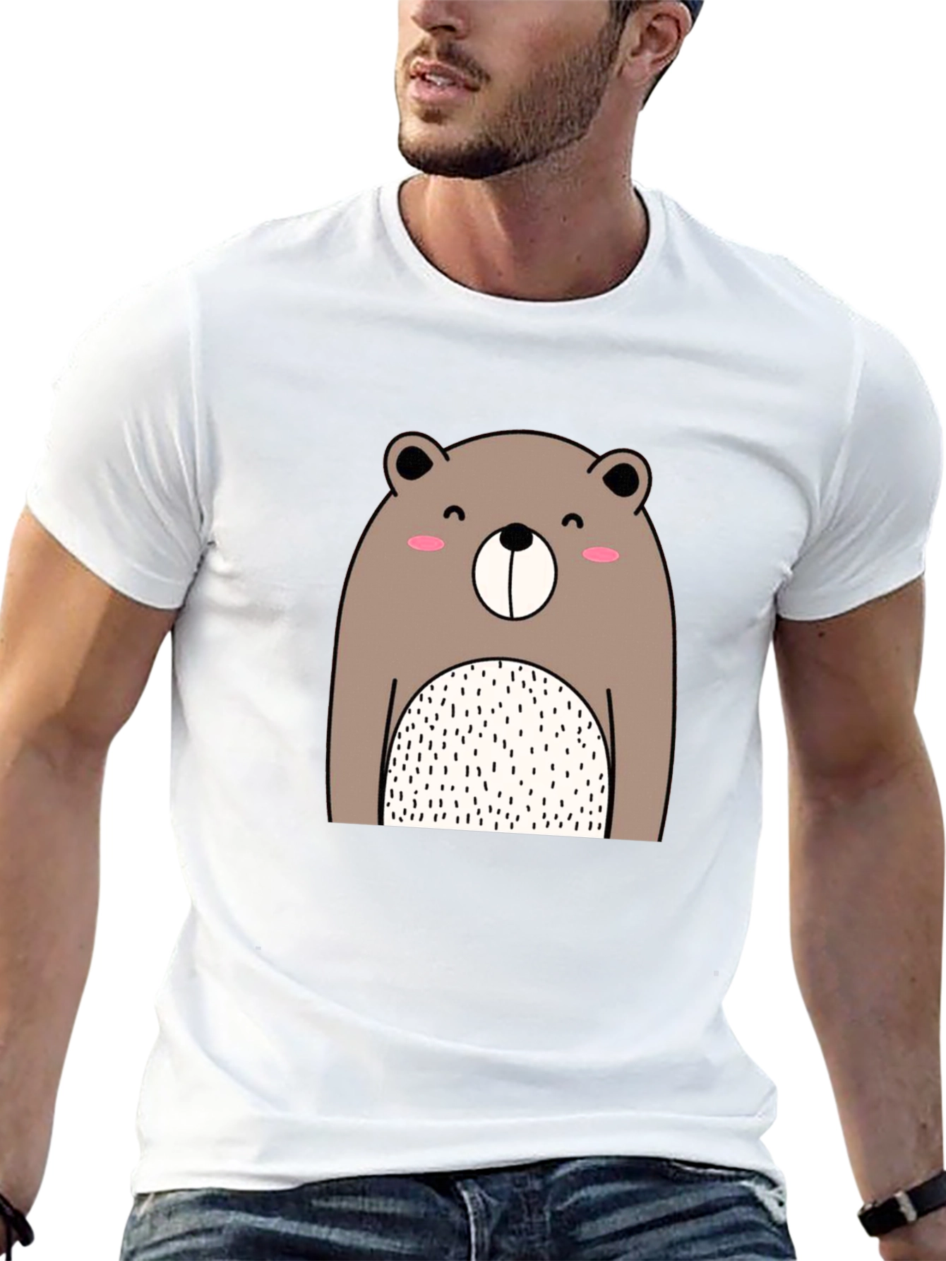 Cute Bear Graphic Black T-Shirt