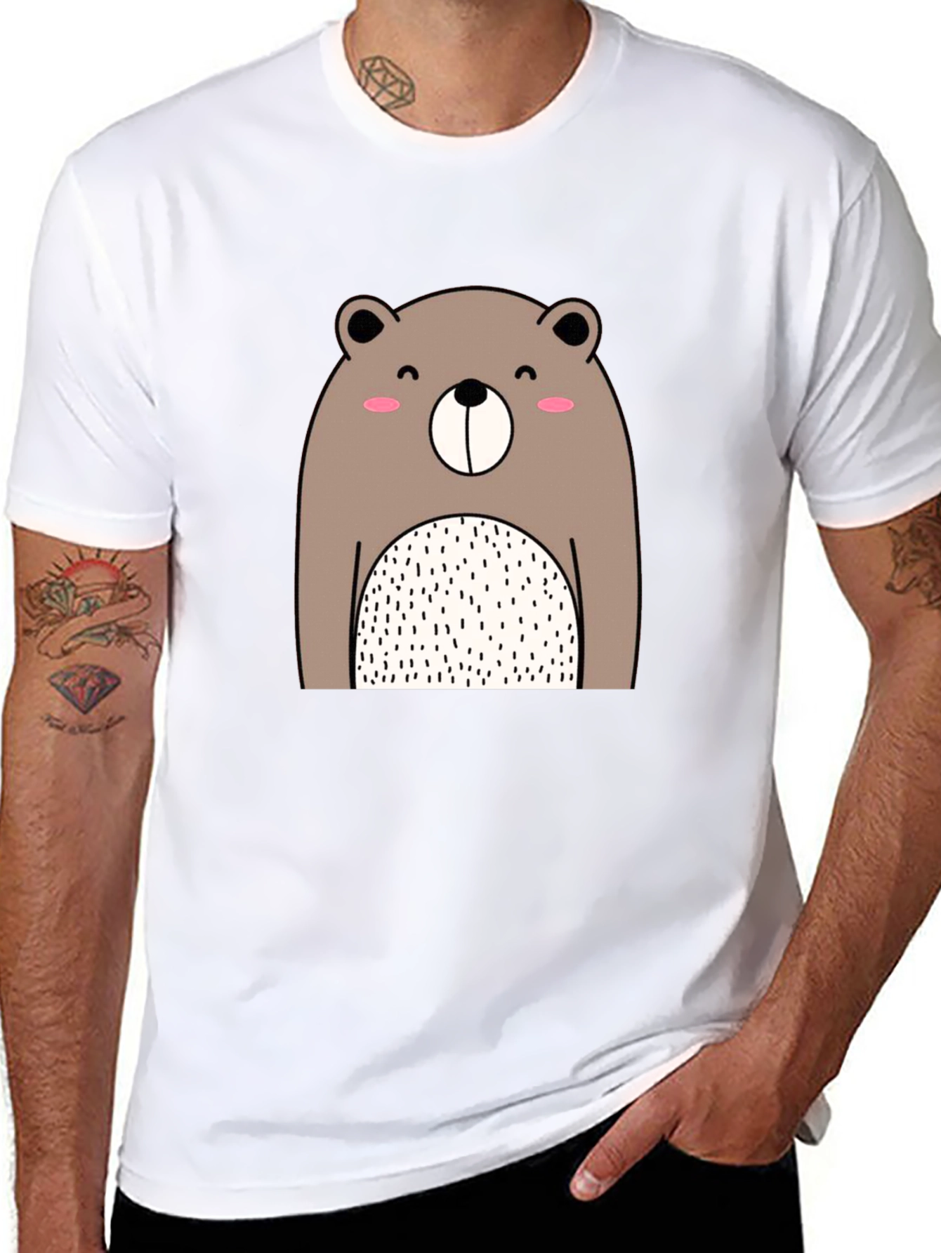 Cute Bear Graphic Black T-Shirt