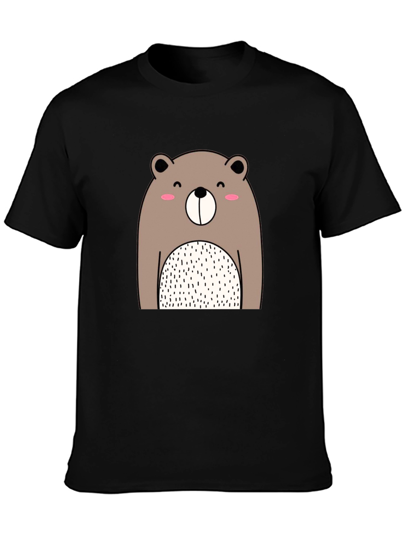 Cute Bear Graphic Black T-Shirt
