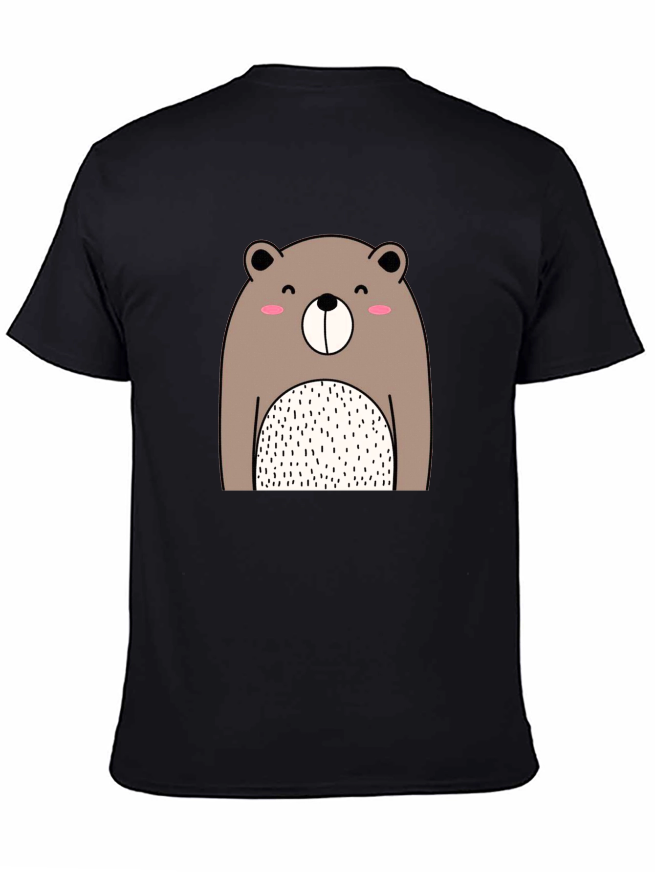 Cute Bear Graphic Black T-Shirt