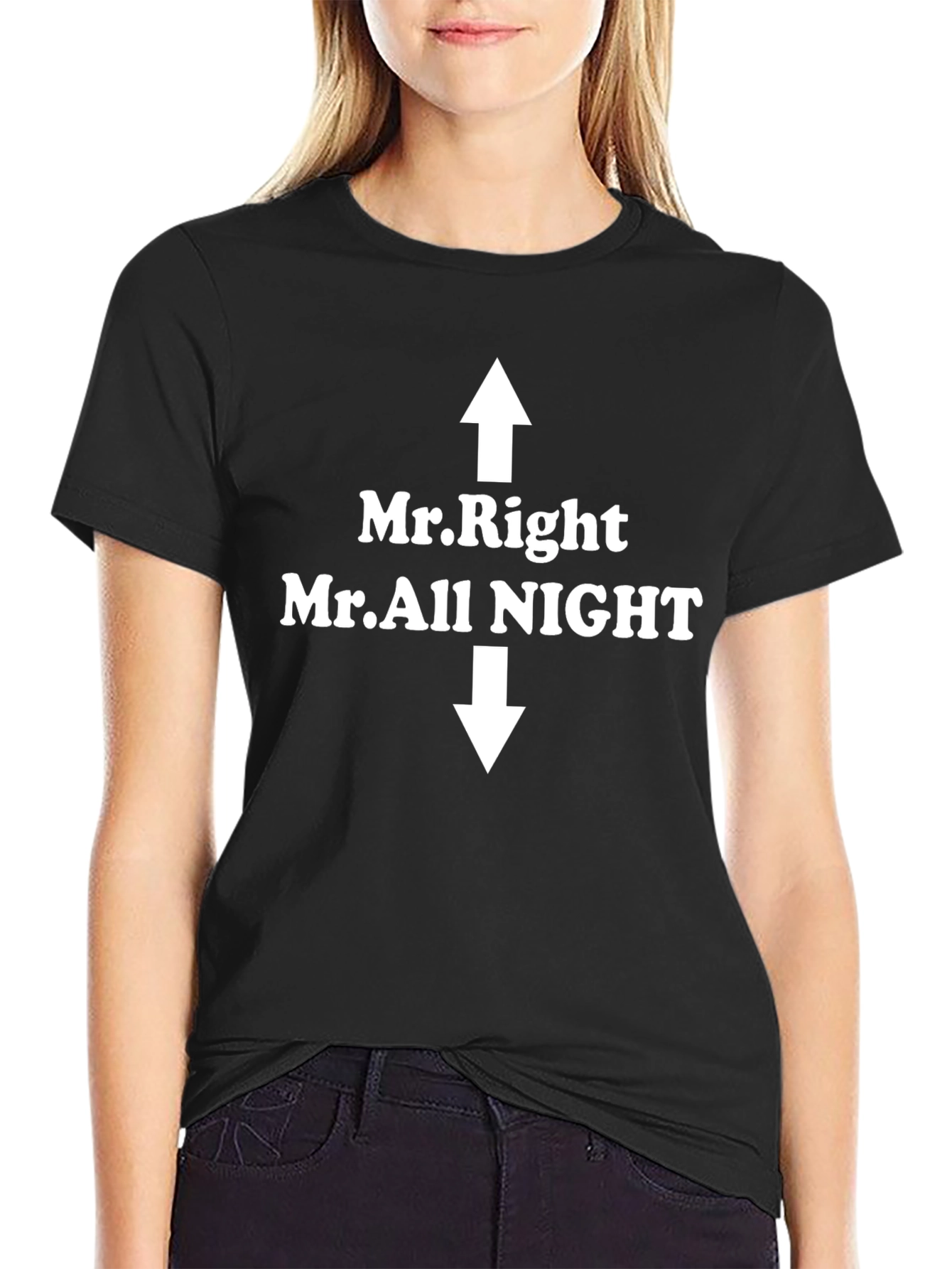 Mr. Right / Mr. All Night Funny Graphic T-Shirt