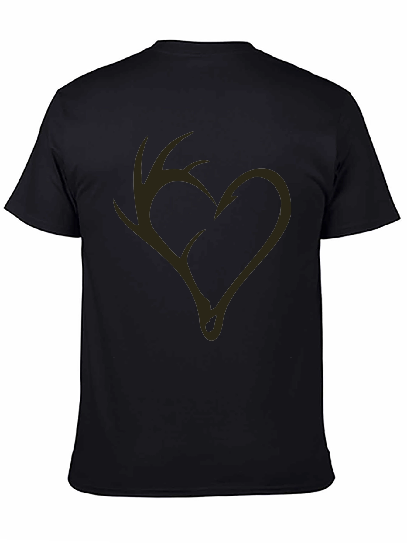 Antler Heart Fishing Hook Graphic Tee - Black