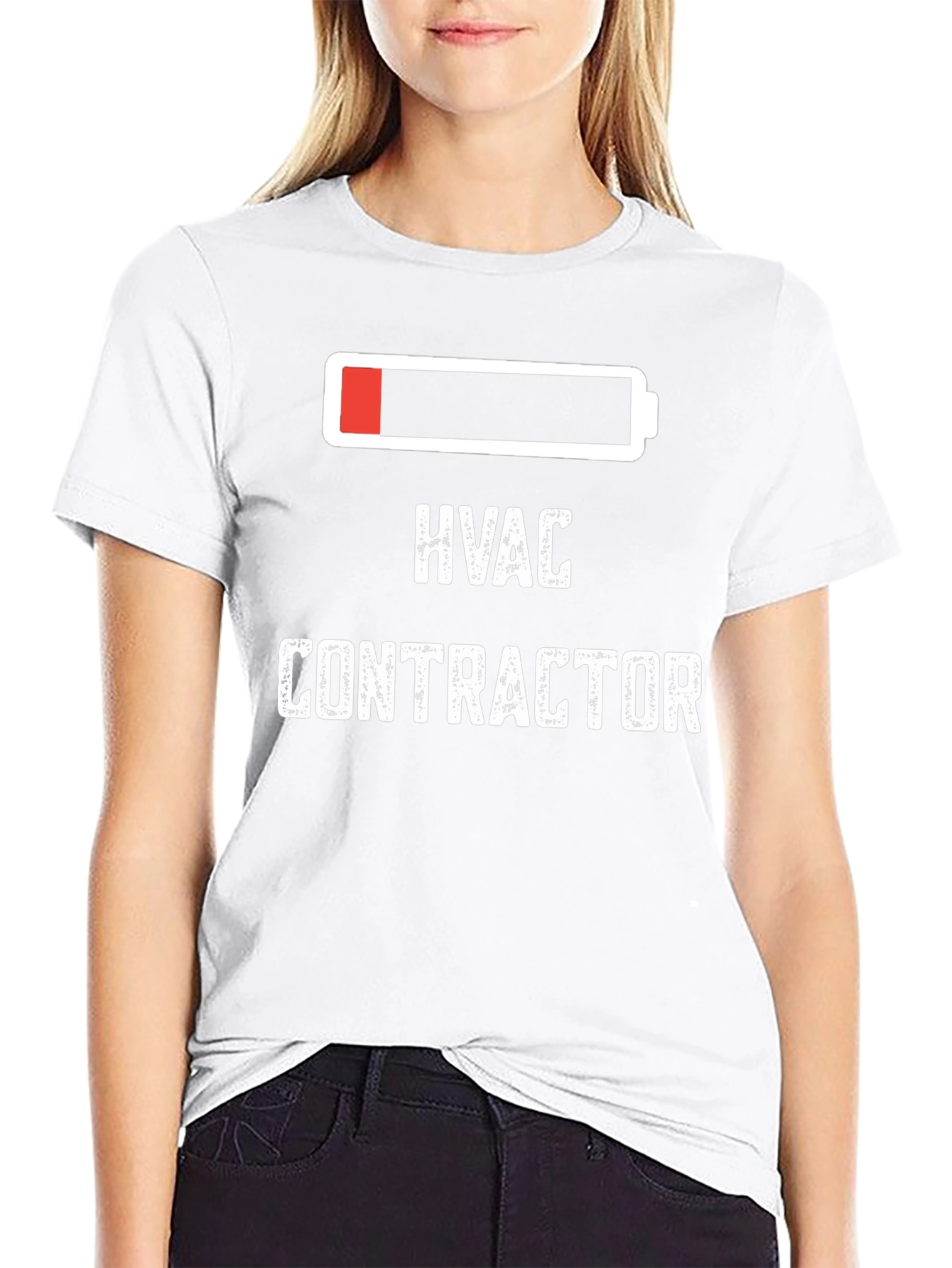 HVAC Contractor Low Battery Black T-Shirt