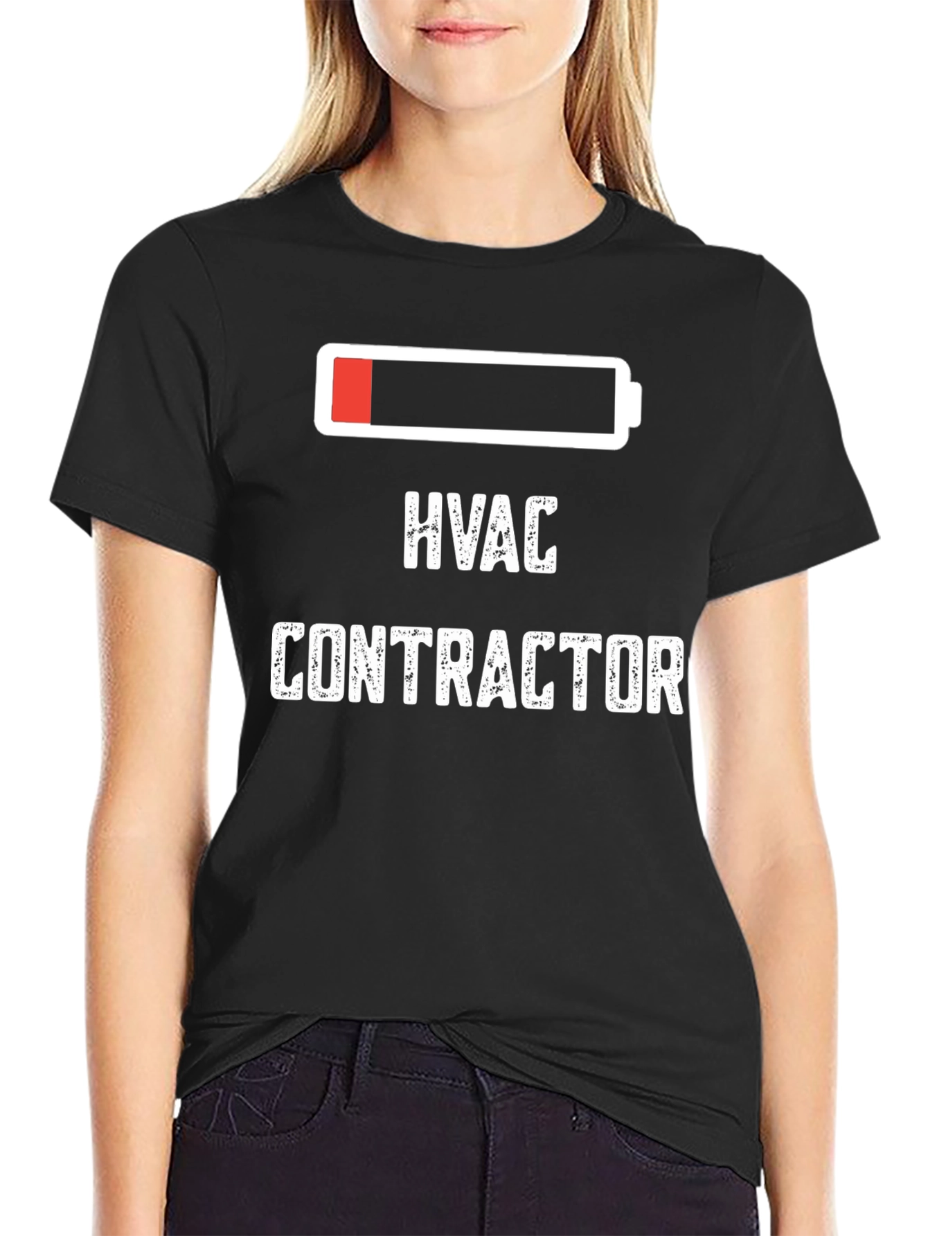 HVAC Contractor Low Battery Black T-Shirt