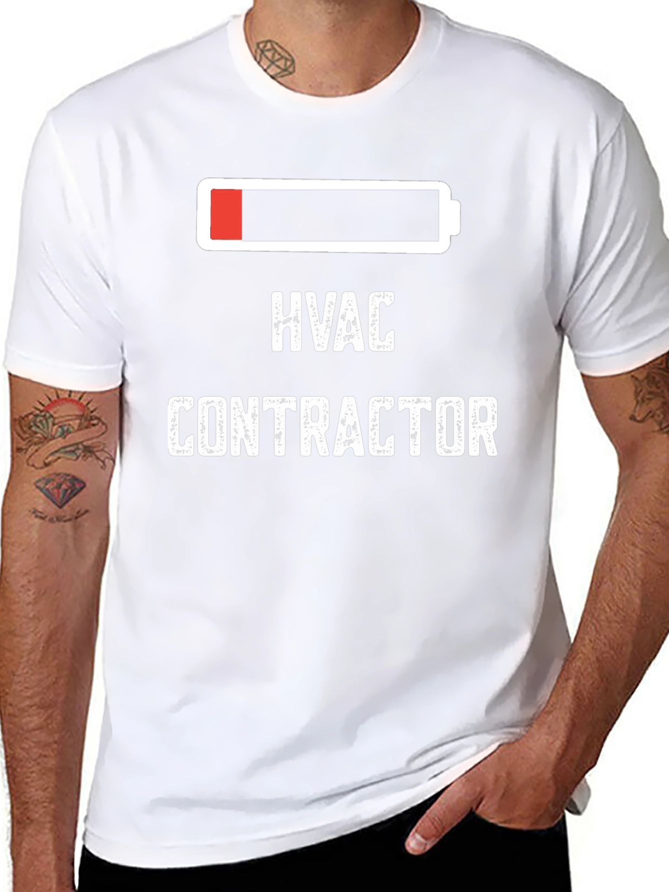 HVAC Contractor Low Battery Black T-Shirt