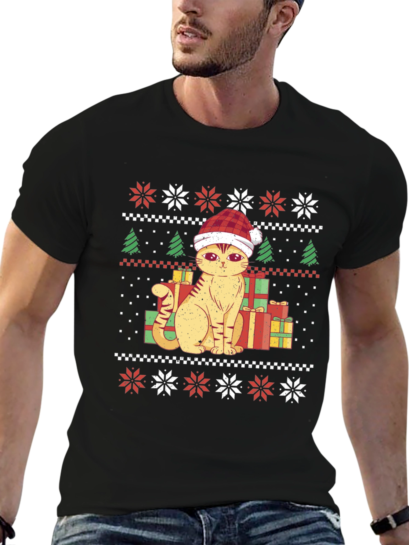 Festive Cat Christmas T-Shirt