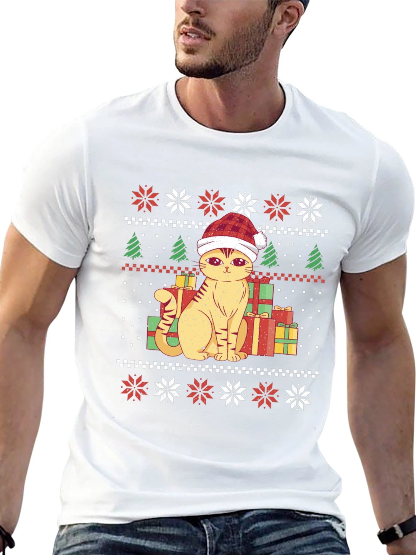 Festive Cat Christmas T-Shirt