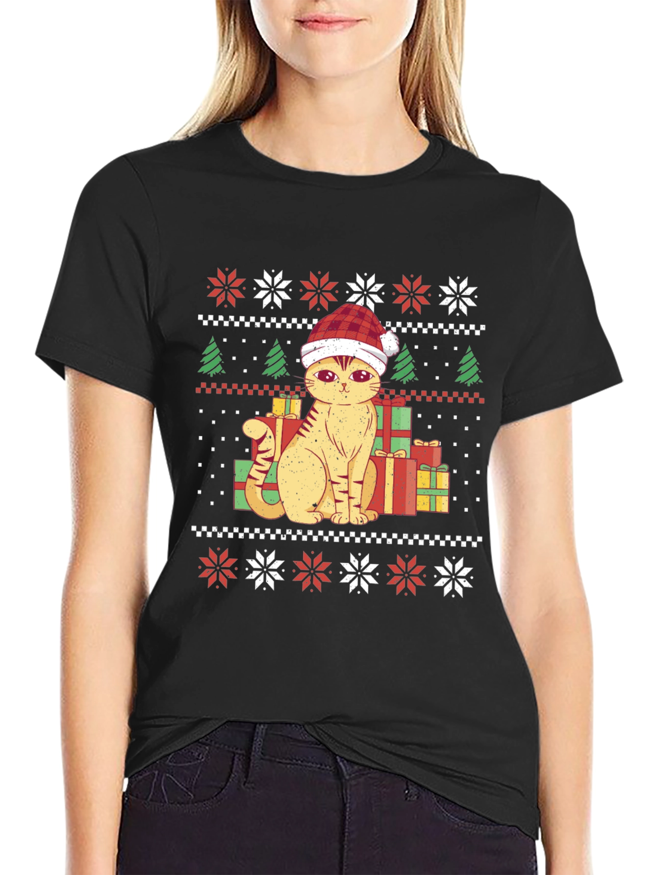 Festive Cat Christmas T-Shirt