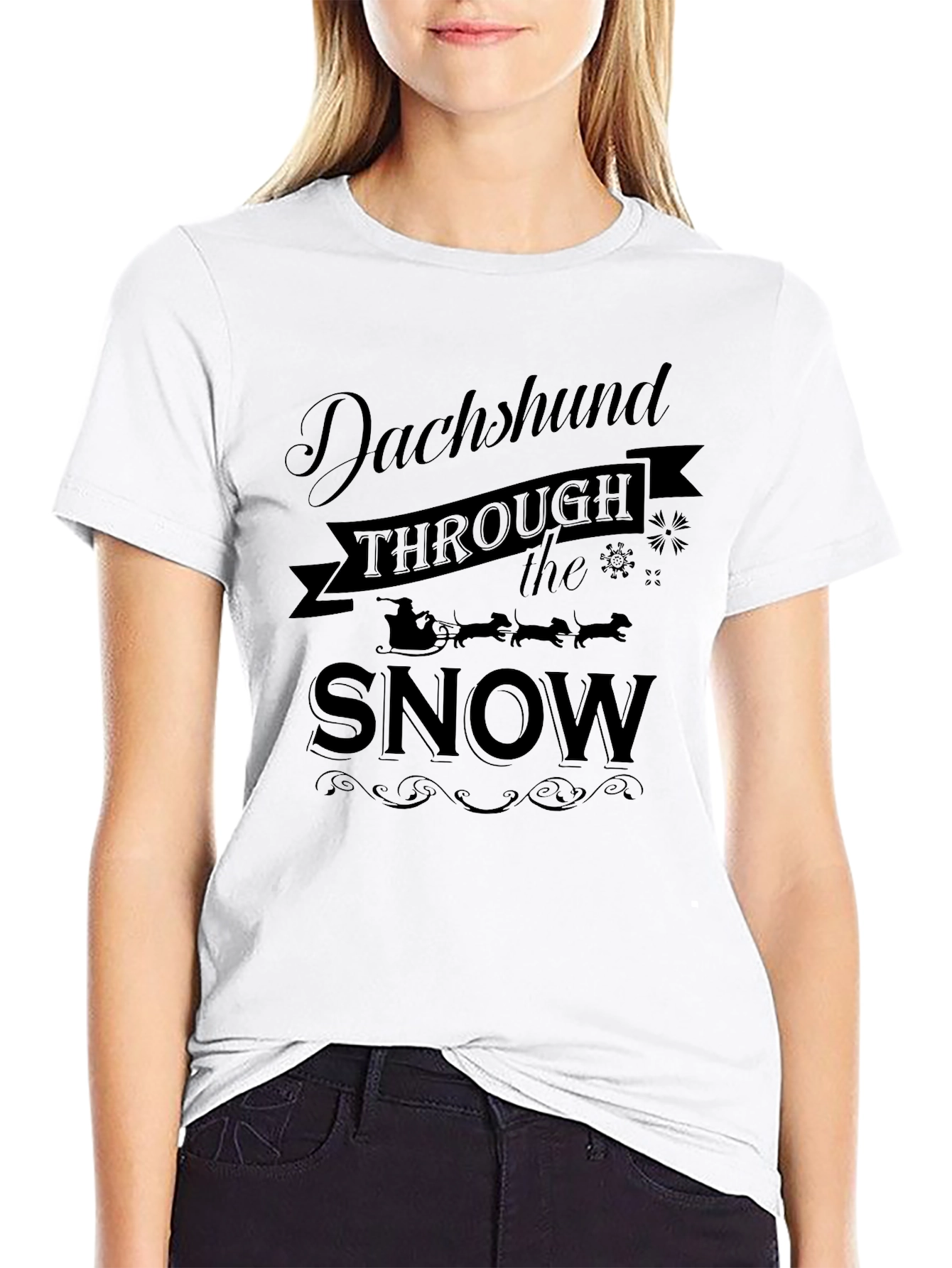 Dachshund Through the Snow Novelty T-Shirt