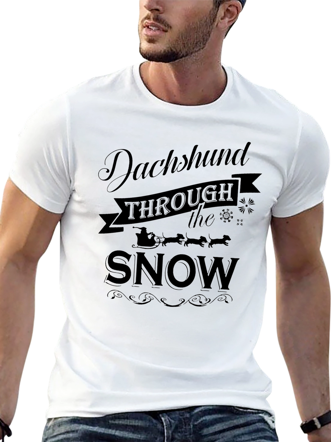 Dachshund Through the Snow Novelty T-Shirt