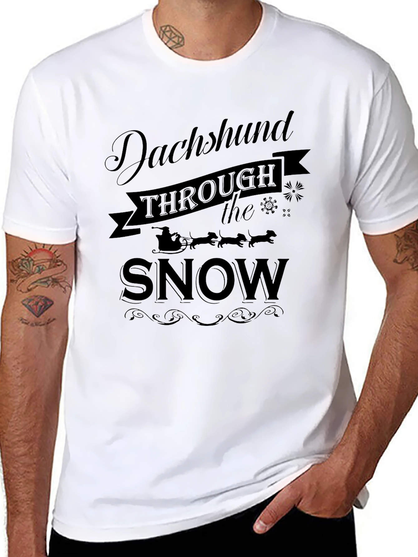 Dachshund Through the Snow Novelty T-Shirt