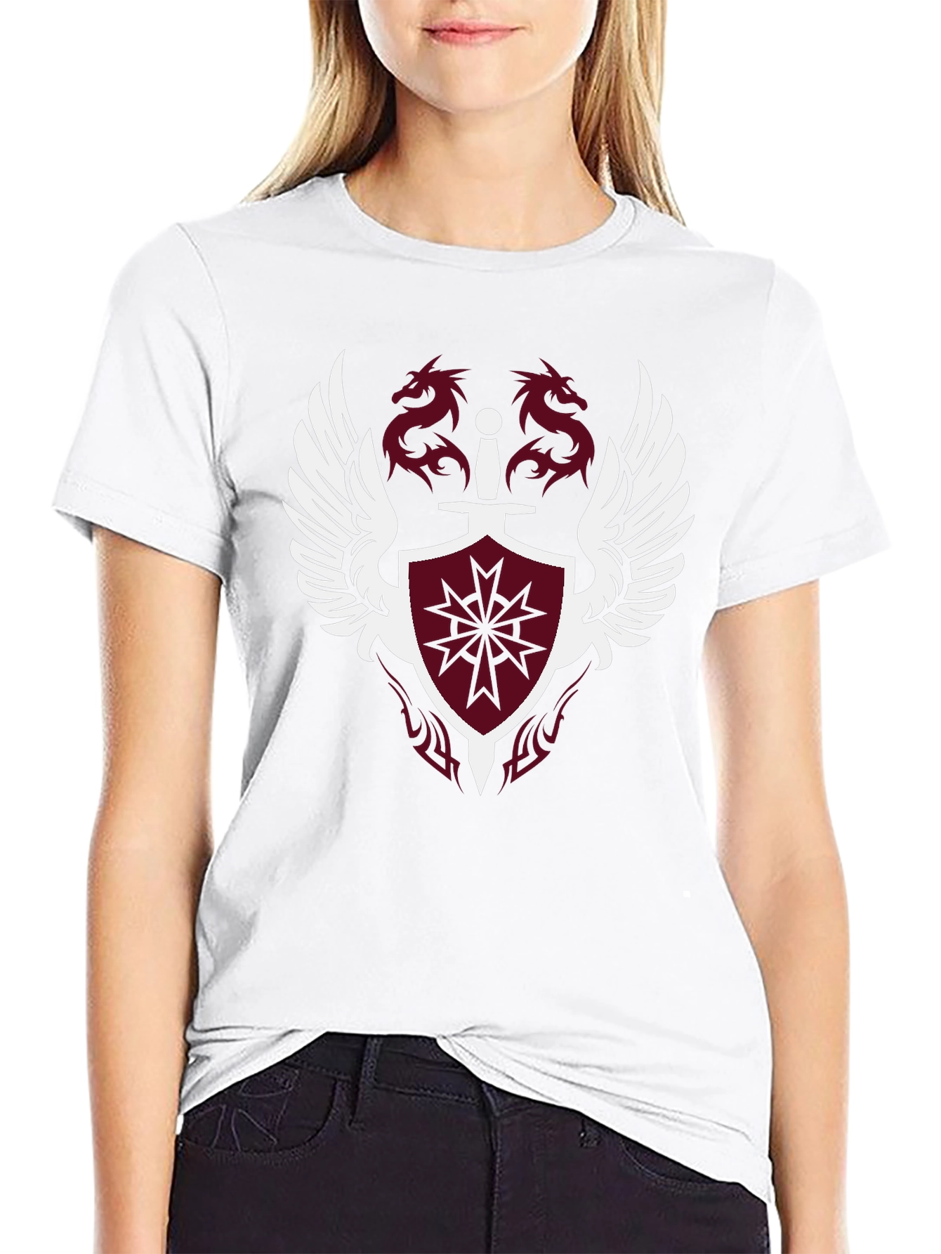 Winged Shield & Dragons Black Graphic Tee