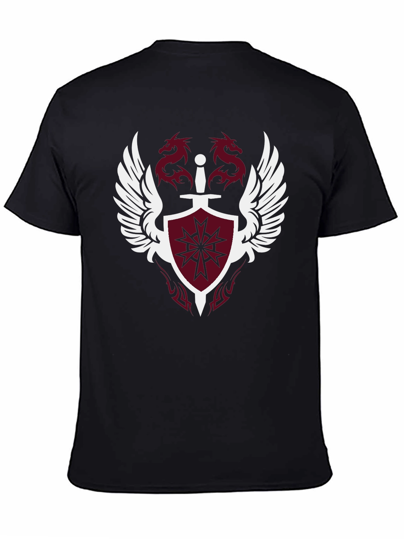 Winged Shield & Dragons Black Graphic Tee