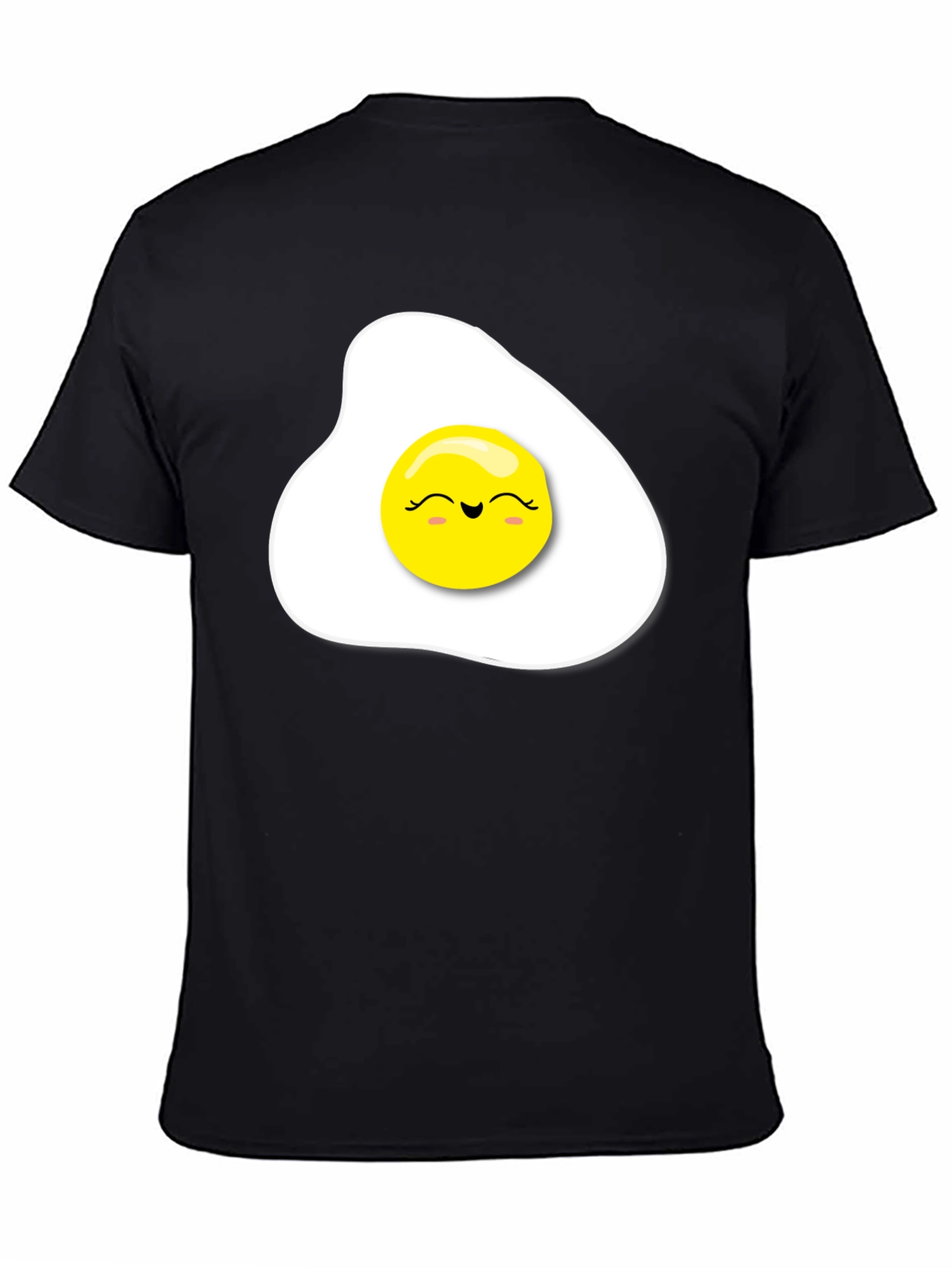 Sunny Side Up Egg Smiling Face Black T-Shirt