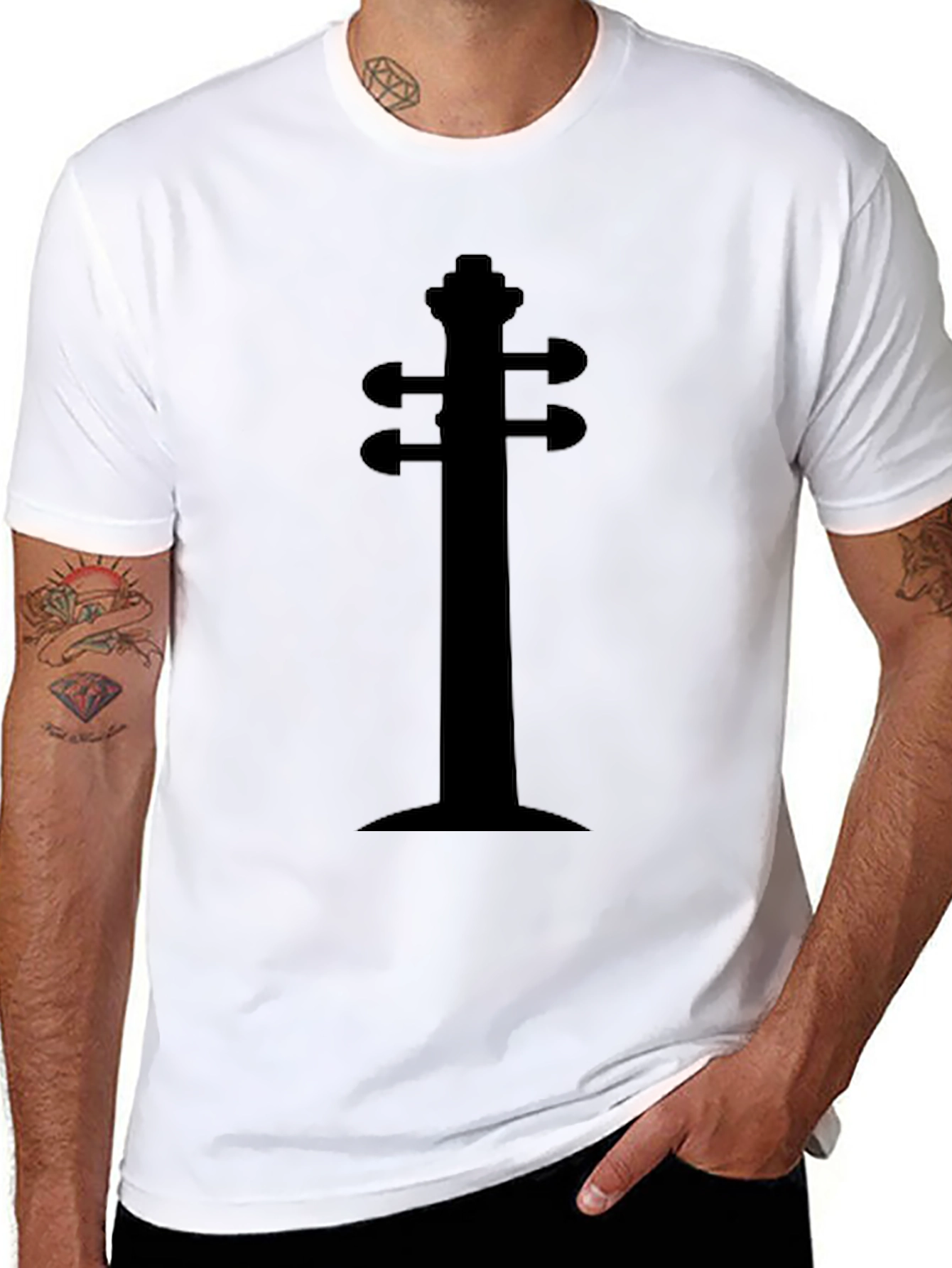 Violin Headstock Black Graphic Tee