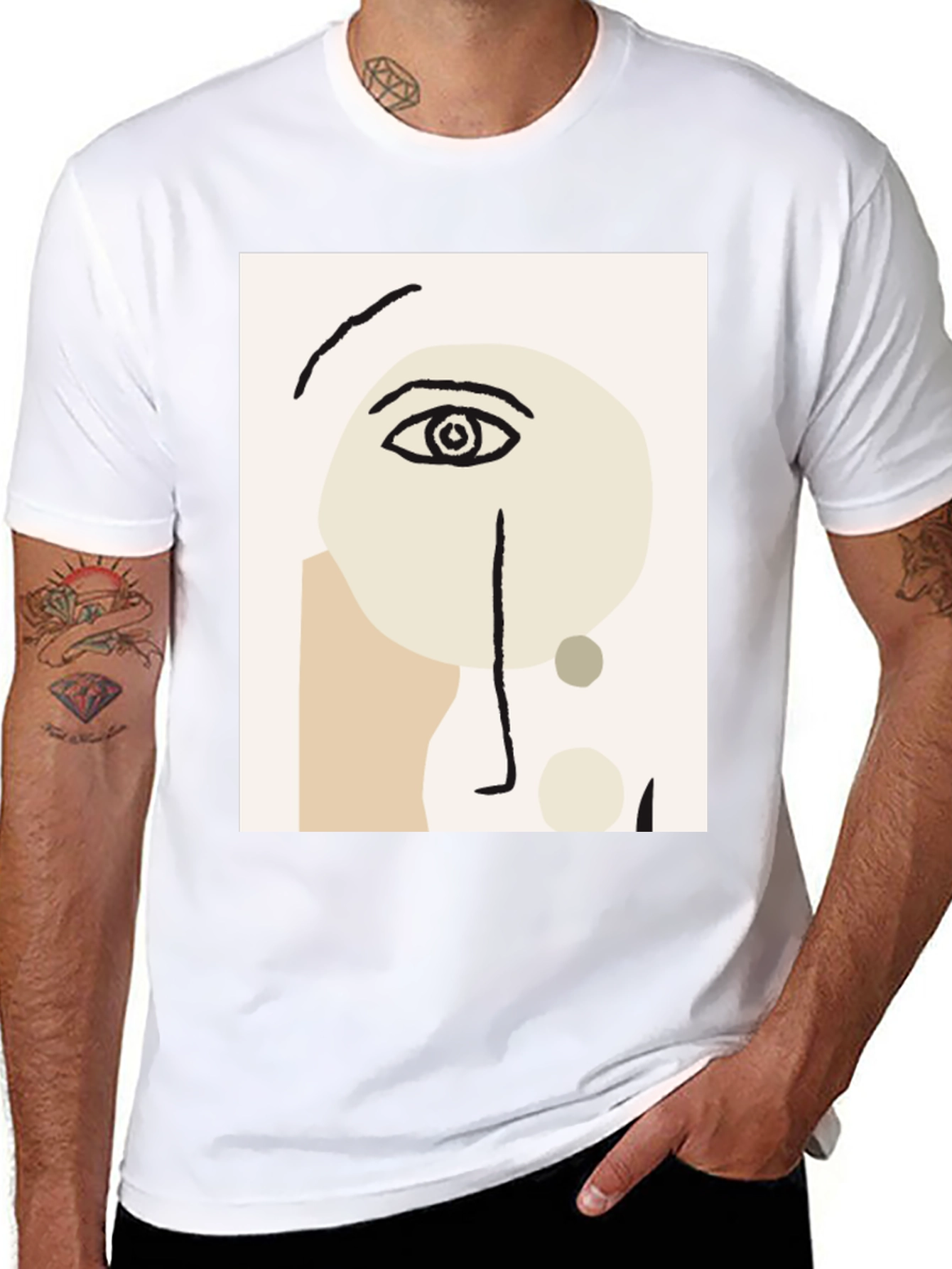 Abstract Face Graphic Tee - Modern Art T-Shirt