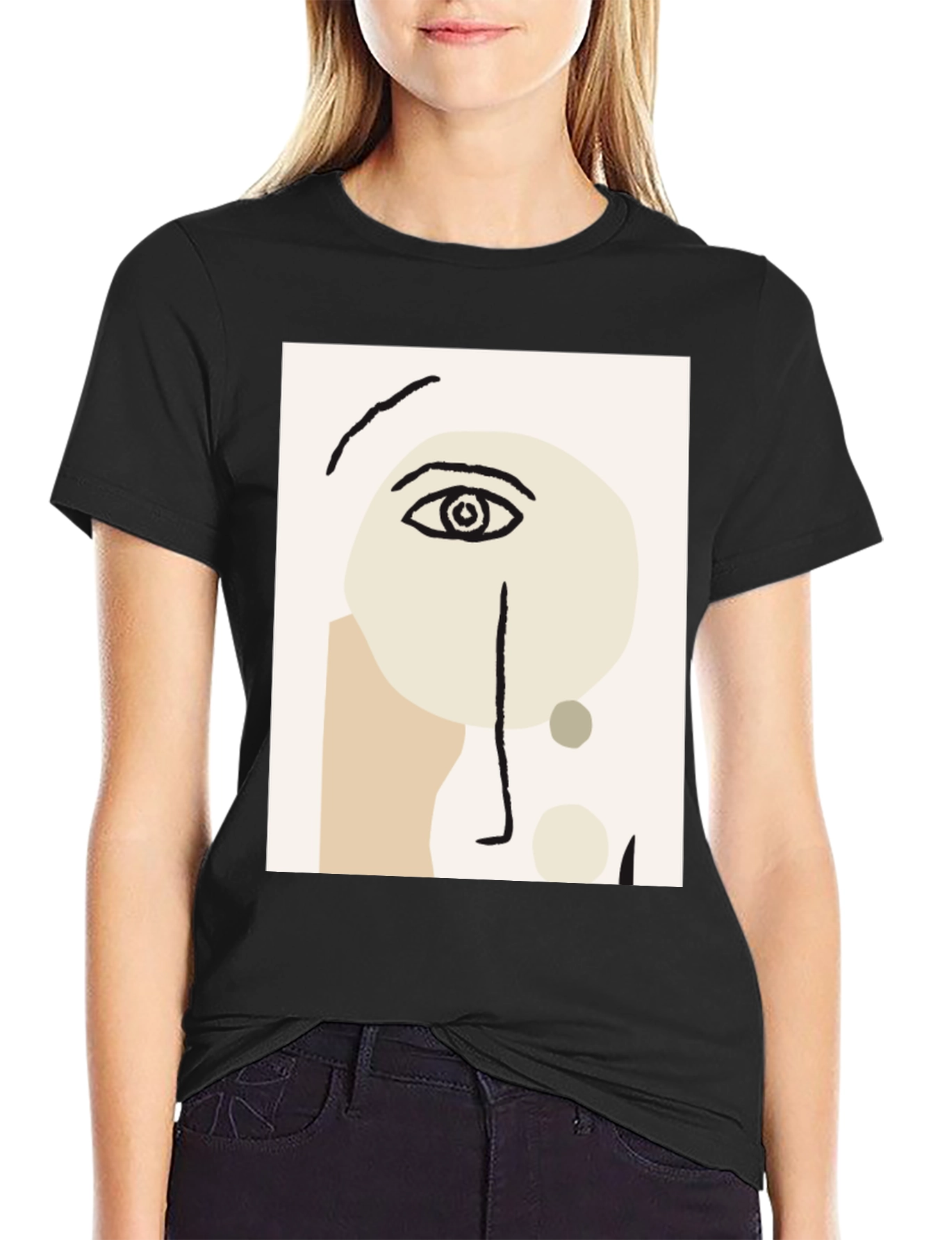 Abstract Face Graphic Tee - Modern Art T-Shirt