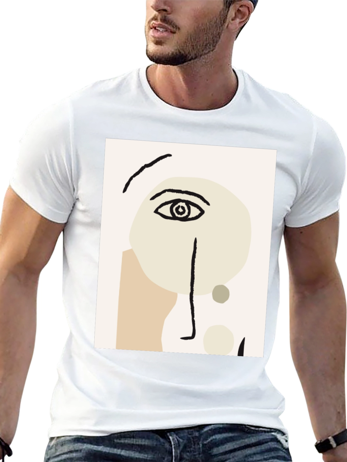 Abstract Face Graphic Tee - Modern Art T-Shirt