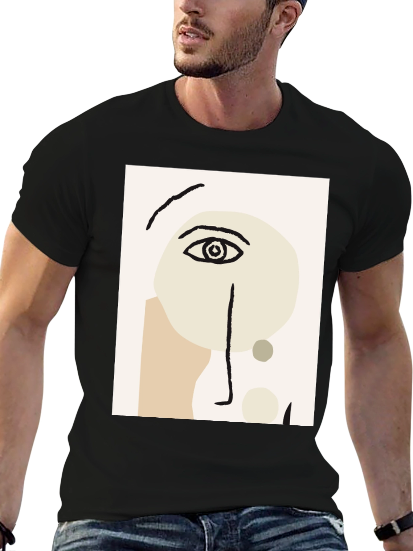 Abstract Face Graphic Tee - Modern Art T-Shirt