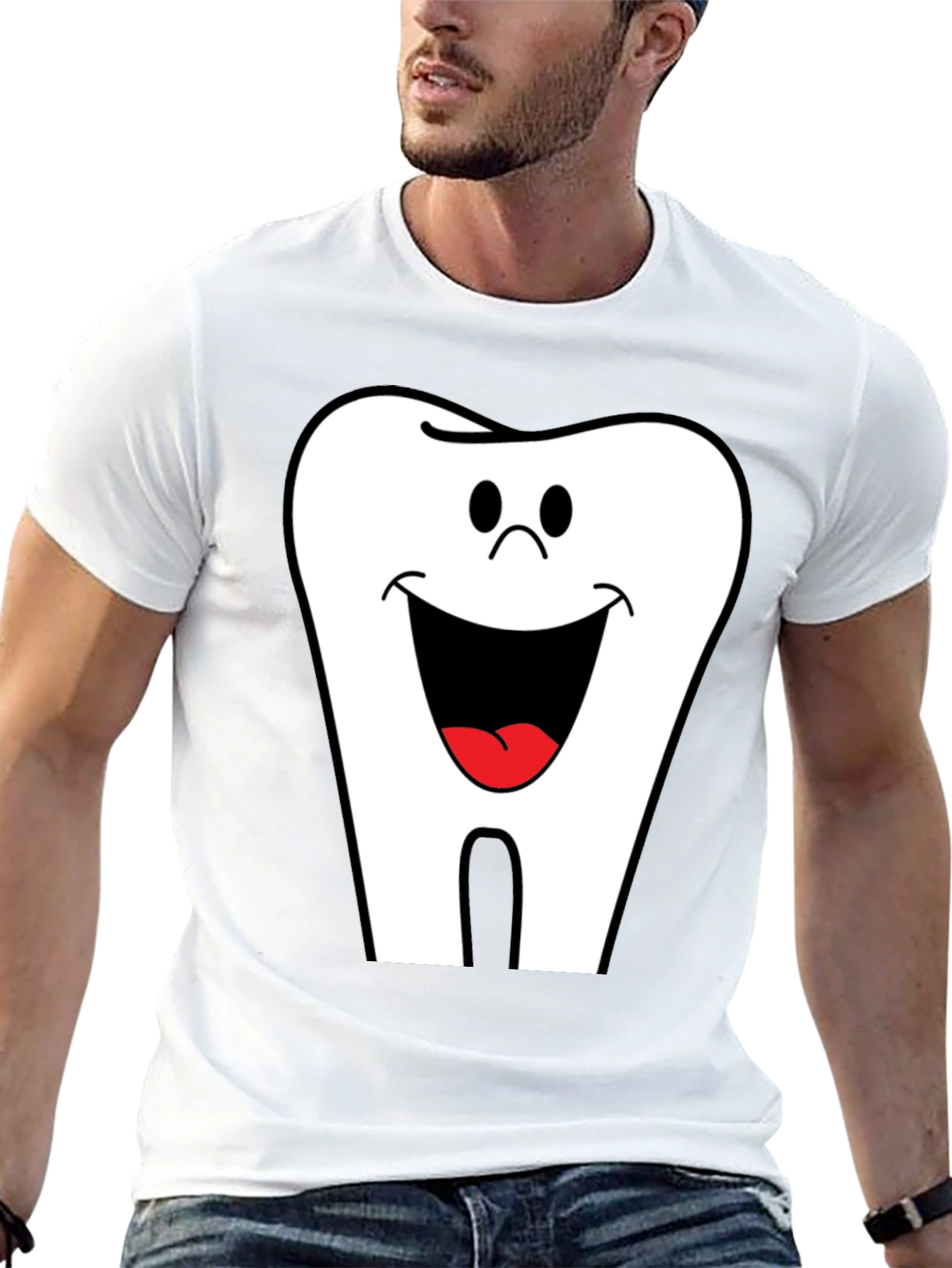 Smiling Tooth Graphic T-Shirt - Black Cotton Tee