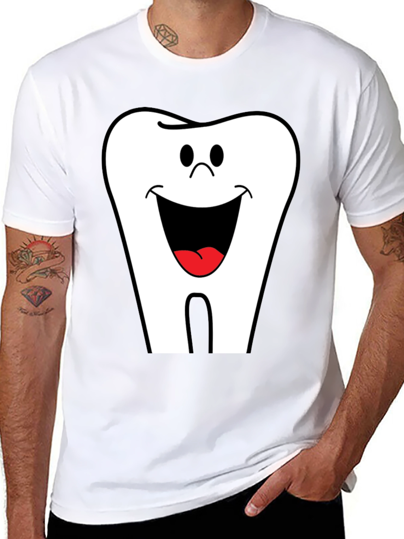 Smiling Tooth Graphic T-Shirt - Black Cotton Tee