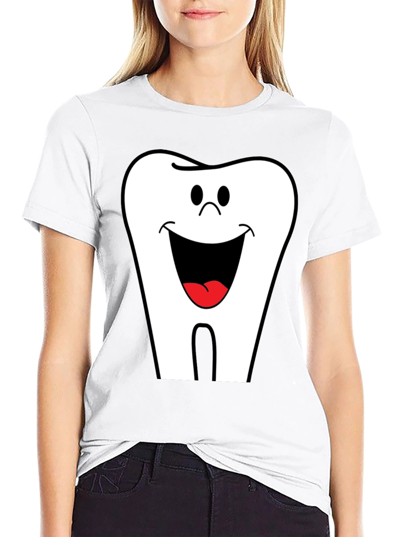 Smiling Tooth Graphic T-Shirt - Black Cotton Tee