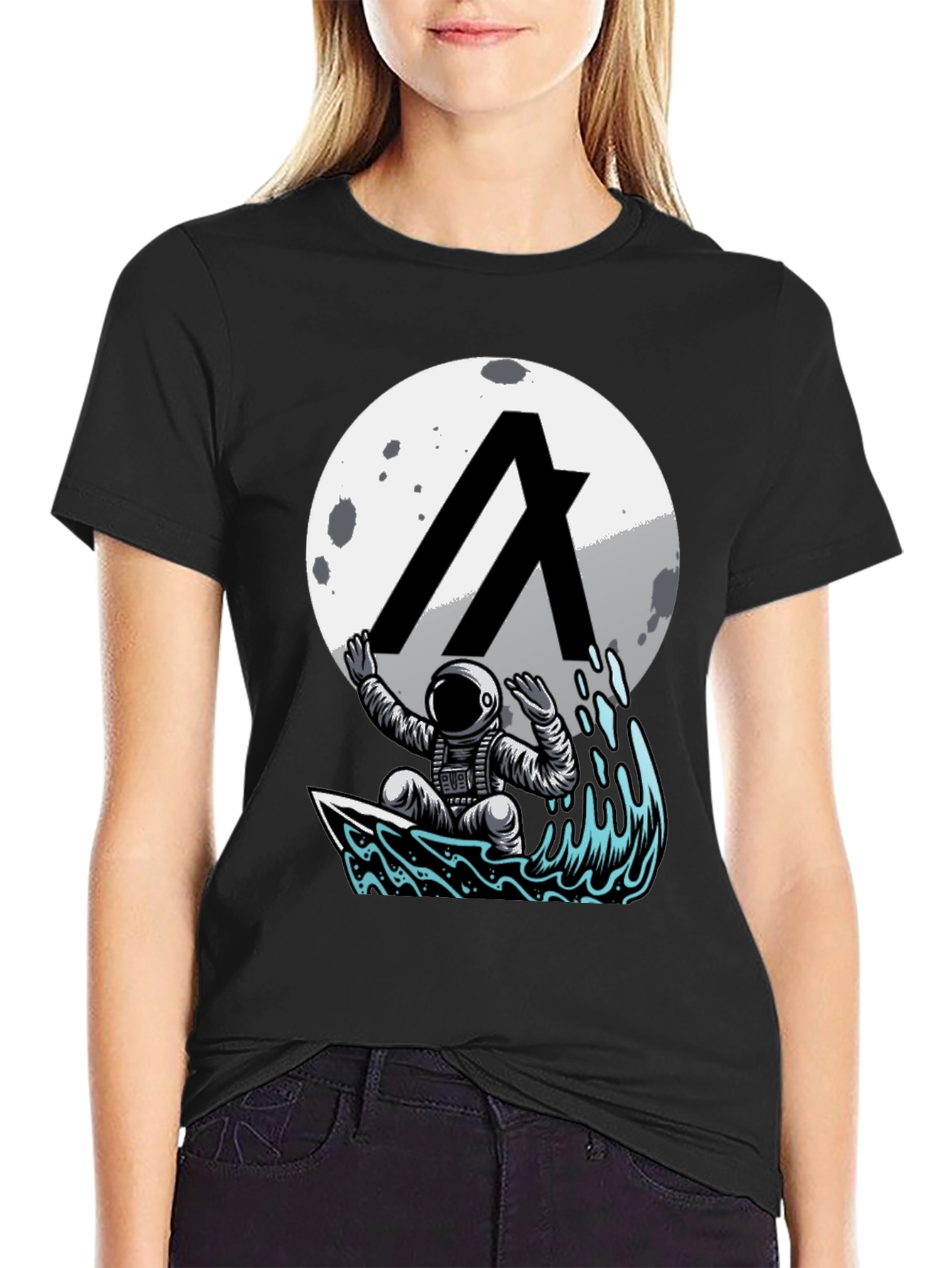 Astronaut Surfing Moon T-Shirt