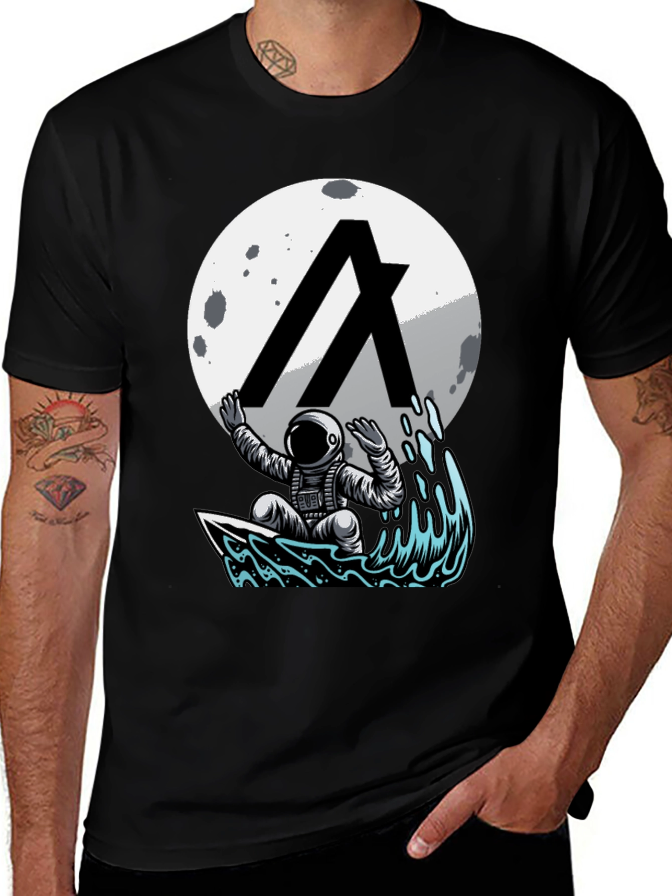 Astronaut Surfing Moon T-Shirt