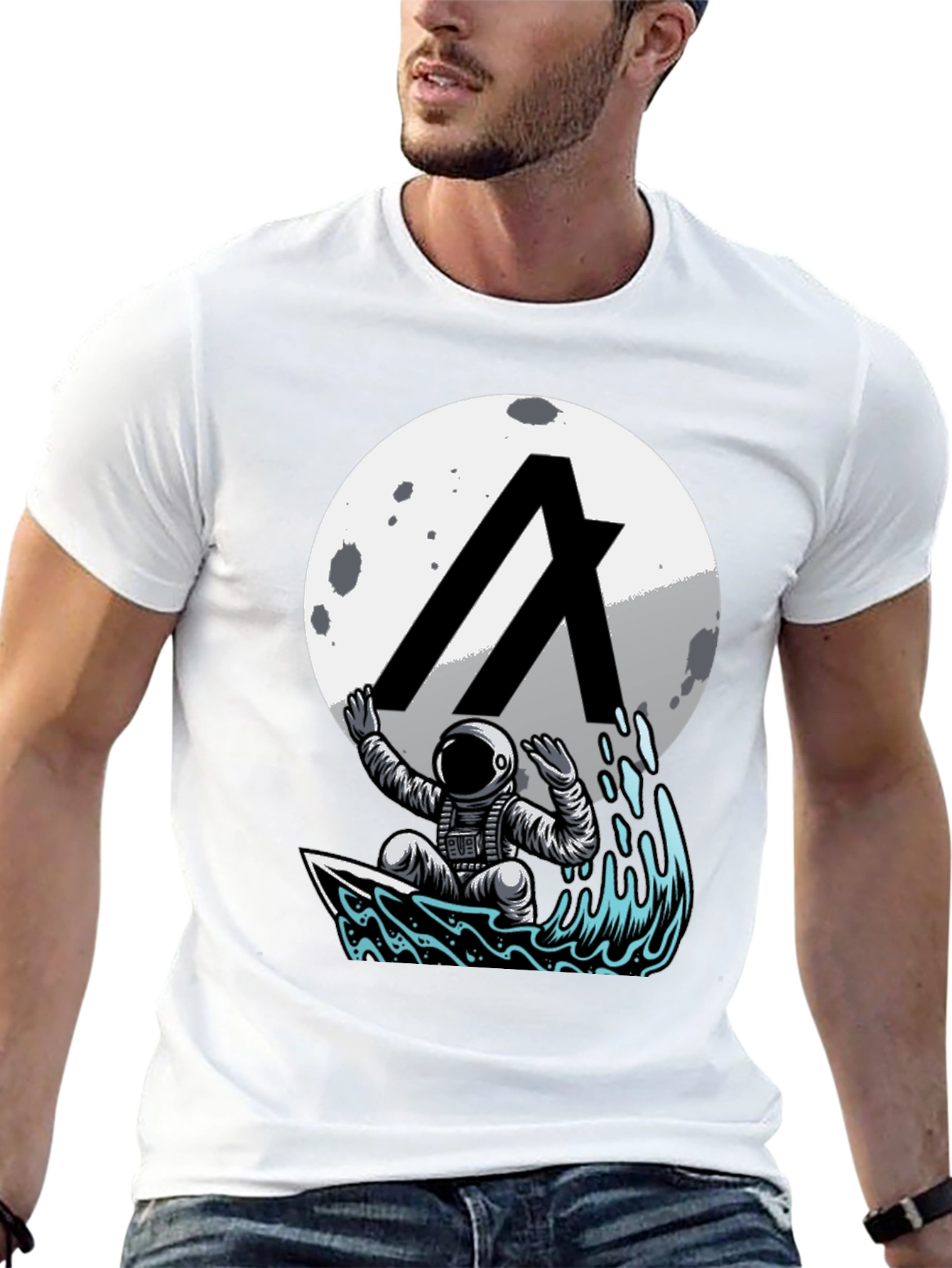 Astronaut Surfing Moon T-Shirt
