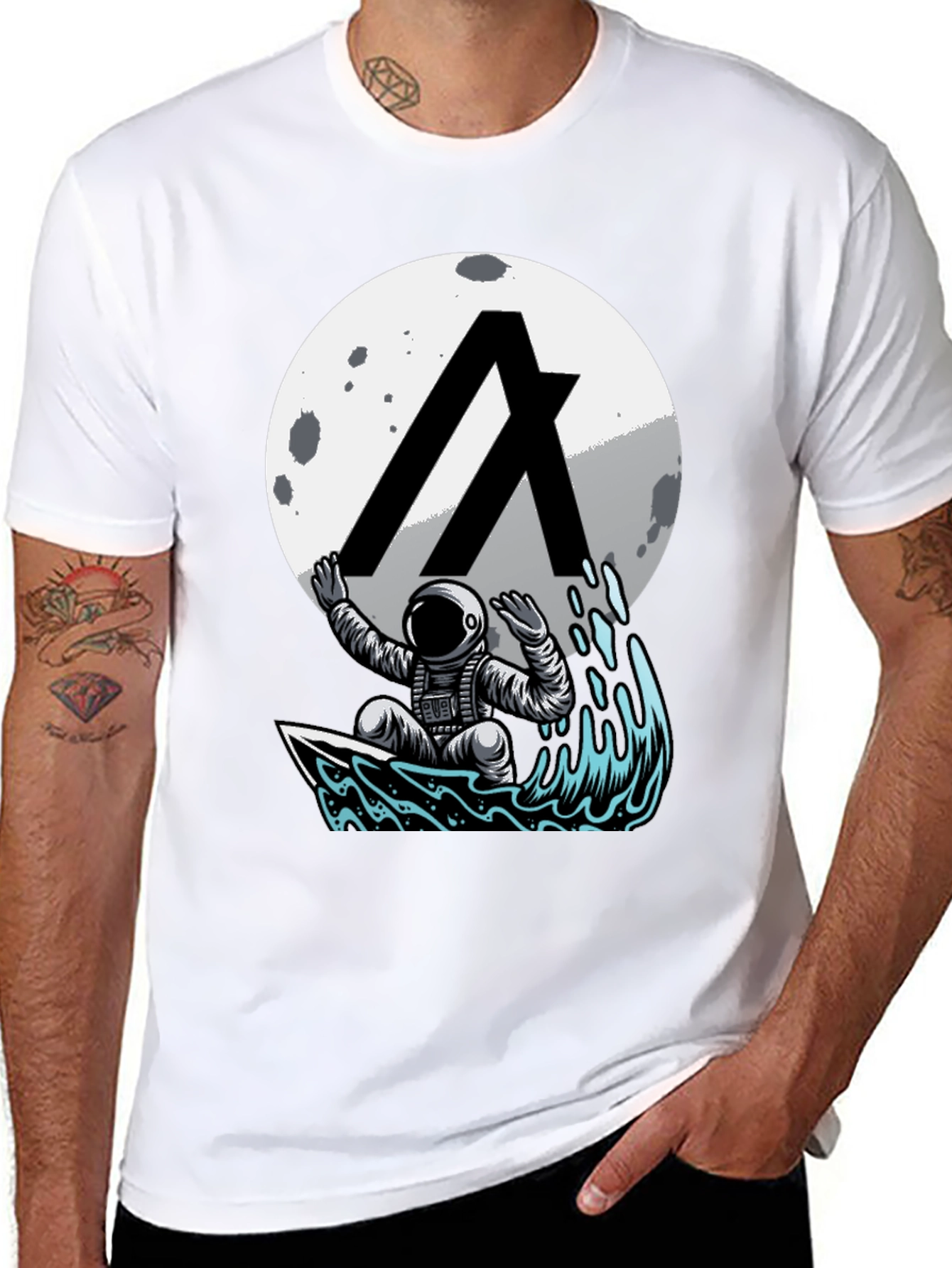 Astronaut Surfing Moon T-Shirt