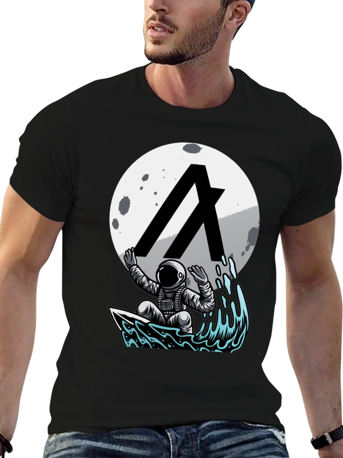 Astronaut Surfing Moon T-Shirt
