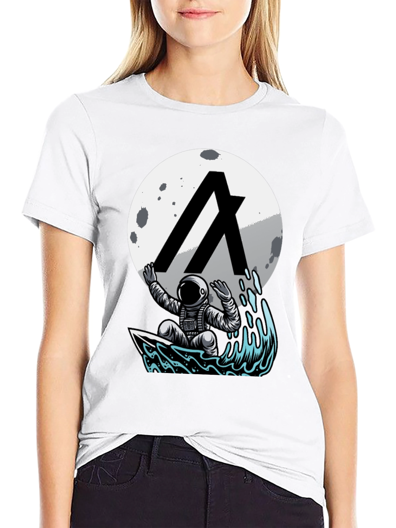 Astronaut Surfing Moon T-Shirt