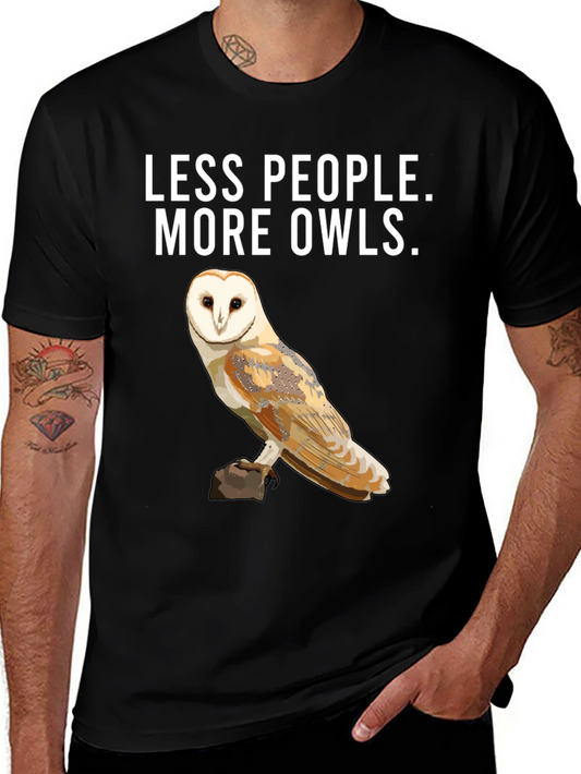 Less People More Owls T-Shirt - Barn Owl Tee