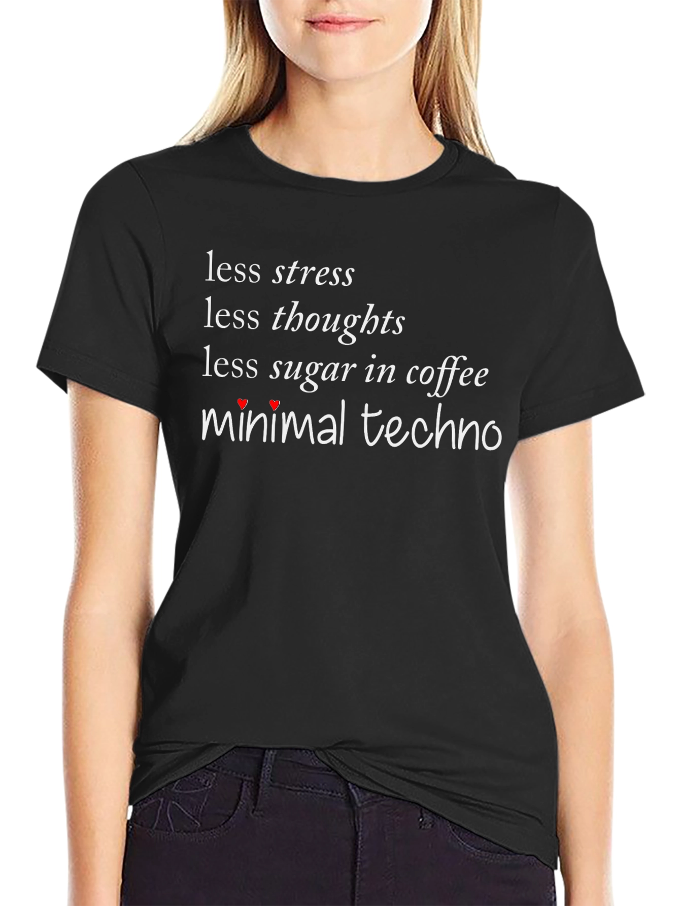 Less Stress Minimal Techno Black T-Shirt
