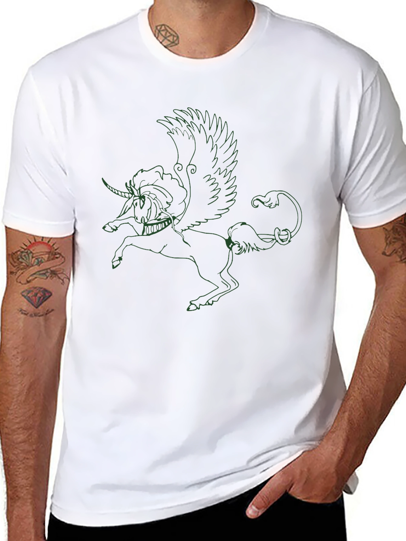 Unicorn Pegasus Graphic Black T-Shirt