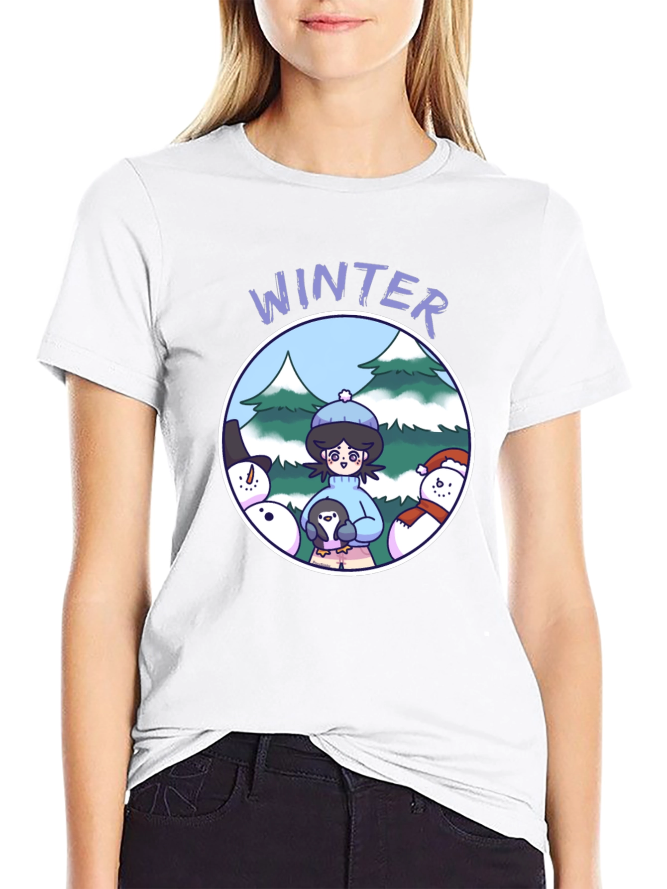 Winter Scene Graphic Tee - Cute Holiday Shirt