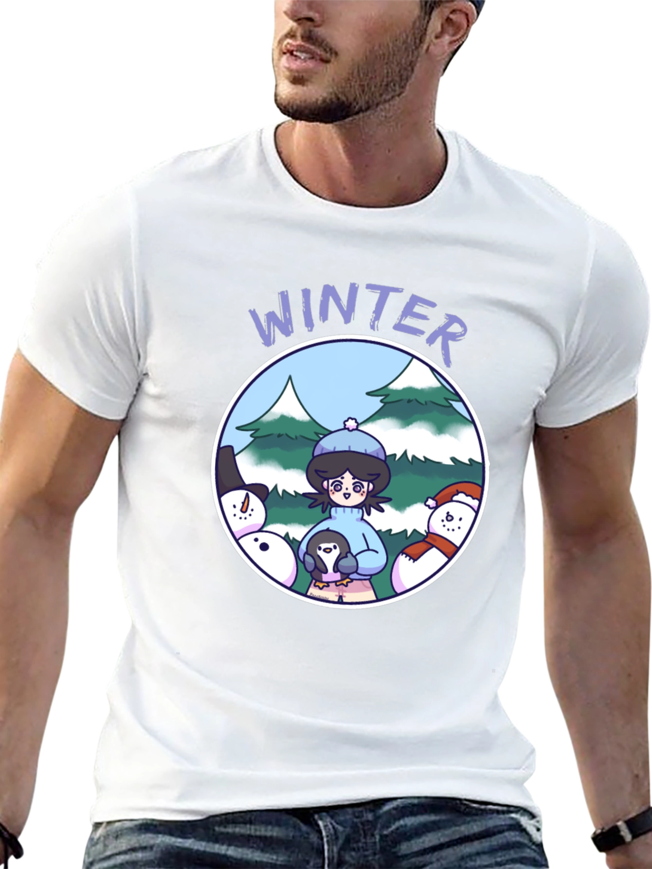 Winter Scene Graphic Tee - Cute Holiday Shirt