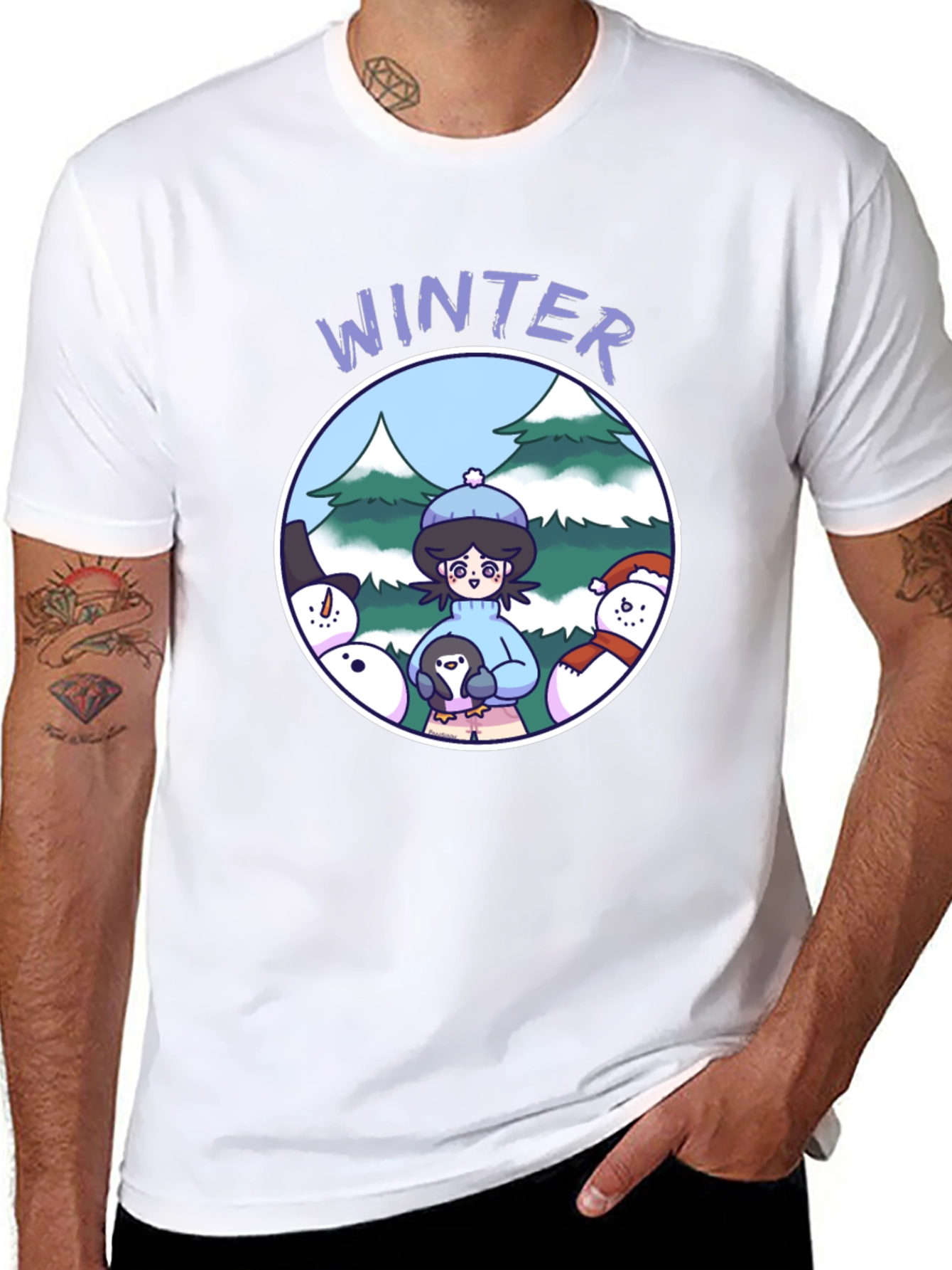 Winter Scene Graphic Tee - Cute Holiday Shirt