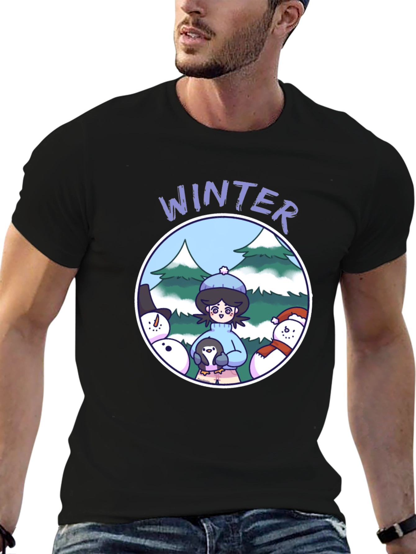 Winter Scene Graphic Tee - Cute Holiday Shirt