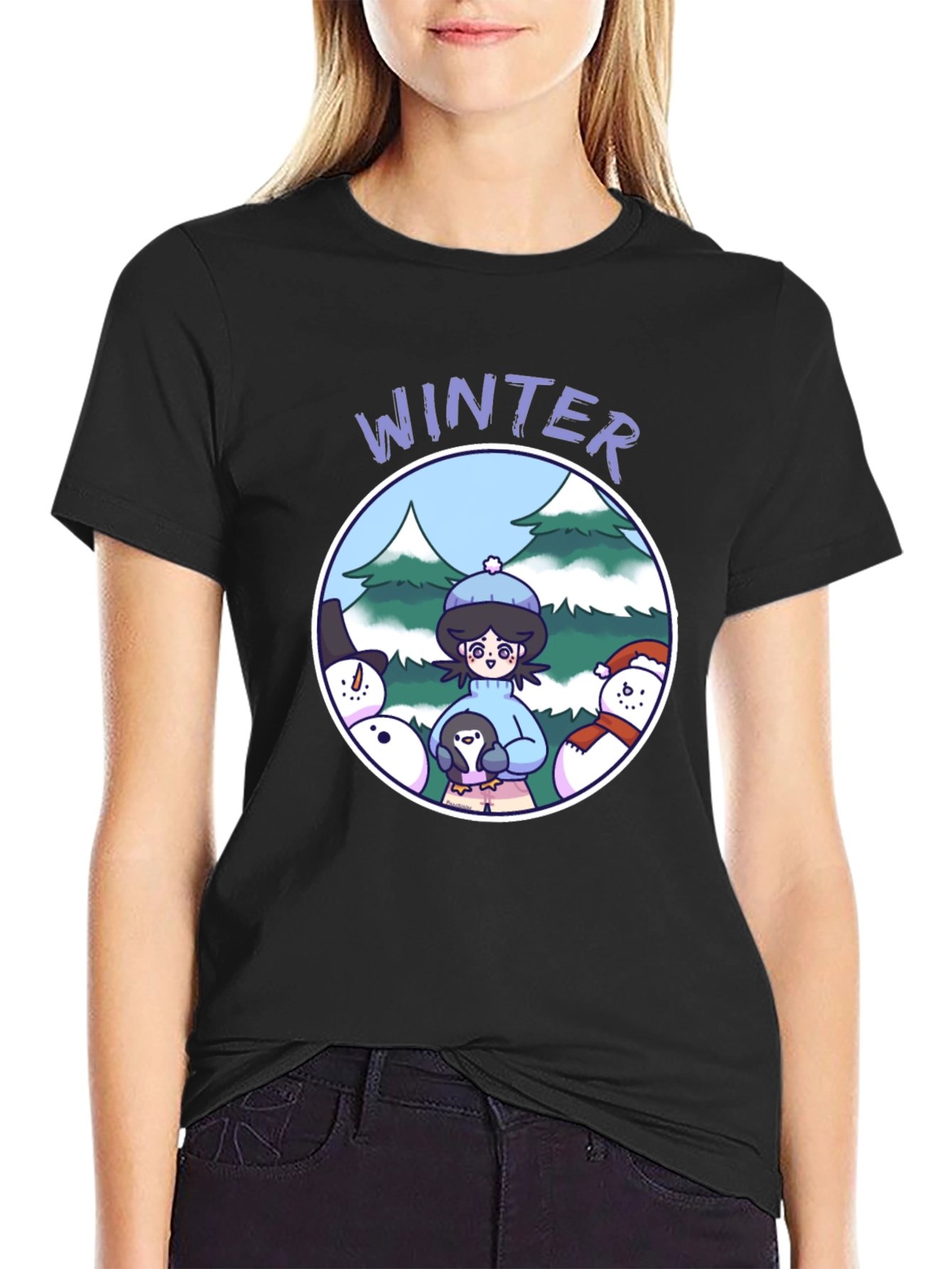 Winter Scene Graphic Tee - Cute Holiday Shirt