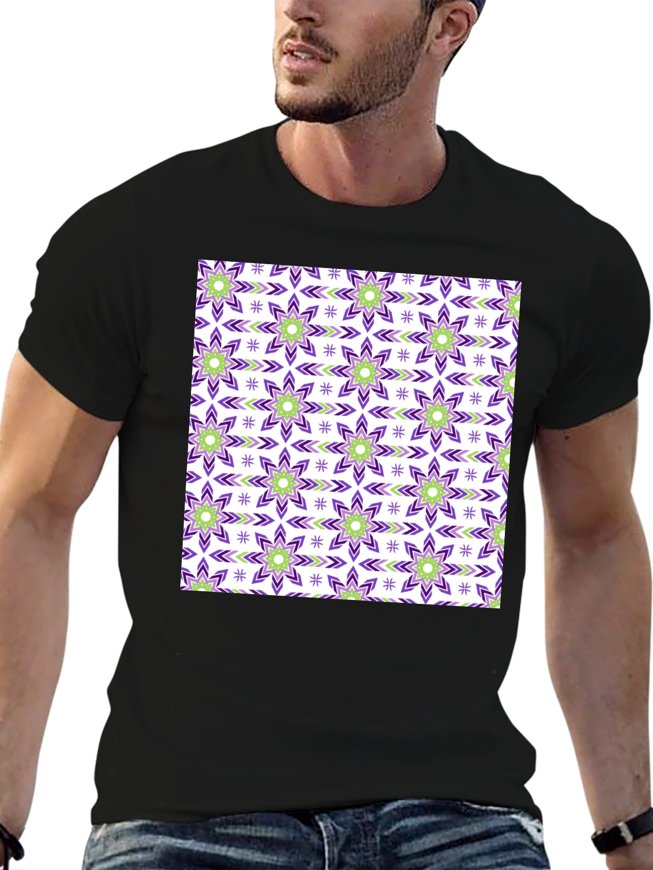 Patterned Crew Neck T-Shirt