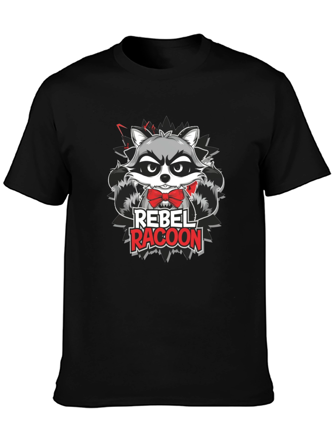Rebel Racoon Graphic T-Shirt - Trendy Crew Neck Tee