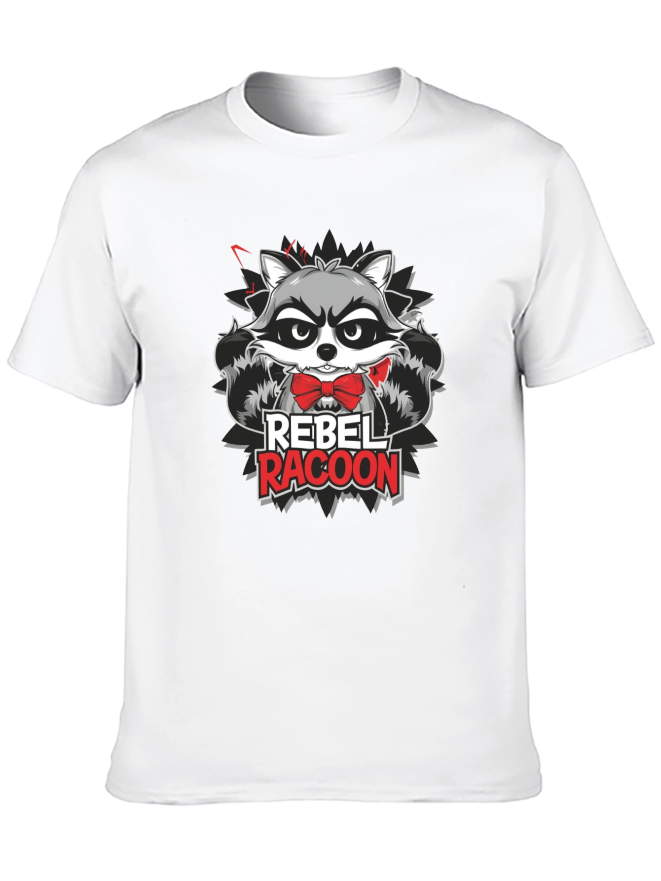 Rebel Racoon Graphic T-Shirt - Trendy Crew Neck Tee