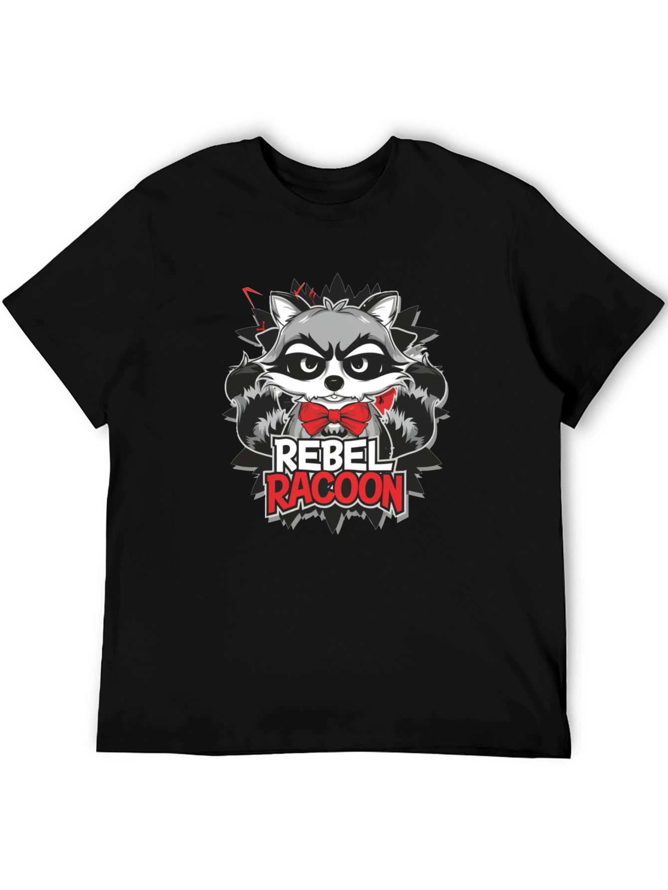 Rebel Racoon Graphic T-Shirt - Trendy Crew Neck Tee