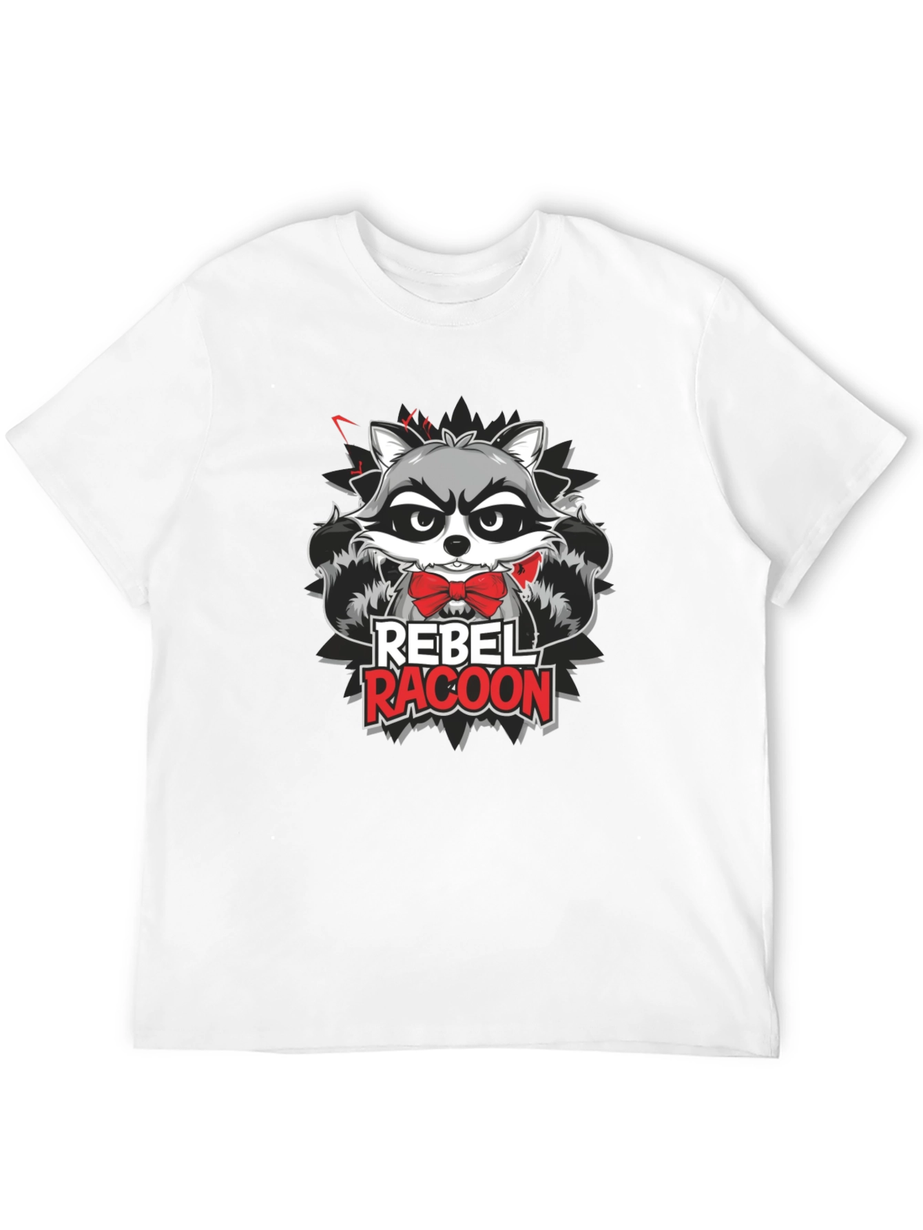 Rebel Racoon Graphic T-Shirt - Trendy Crew Neck Tee