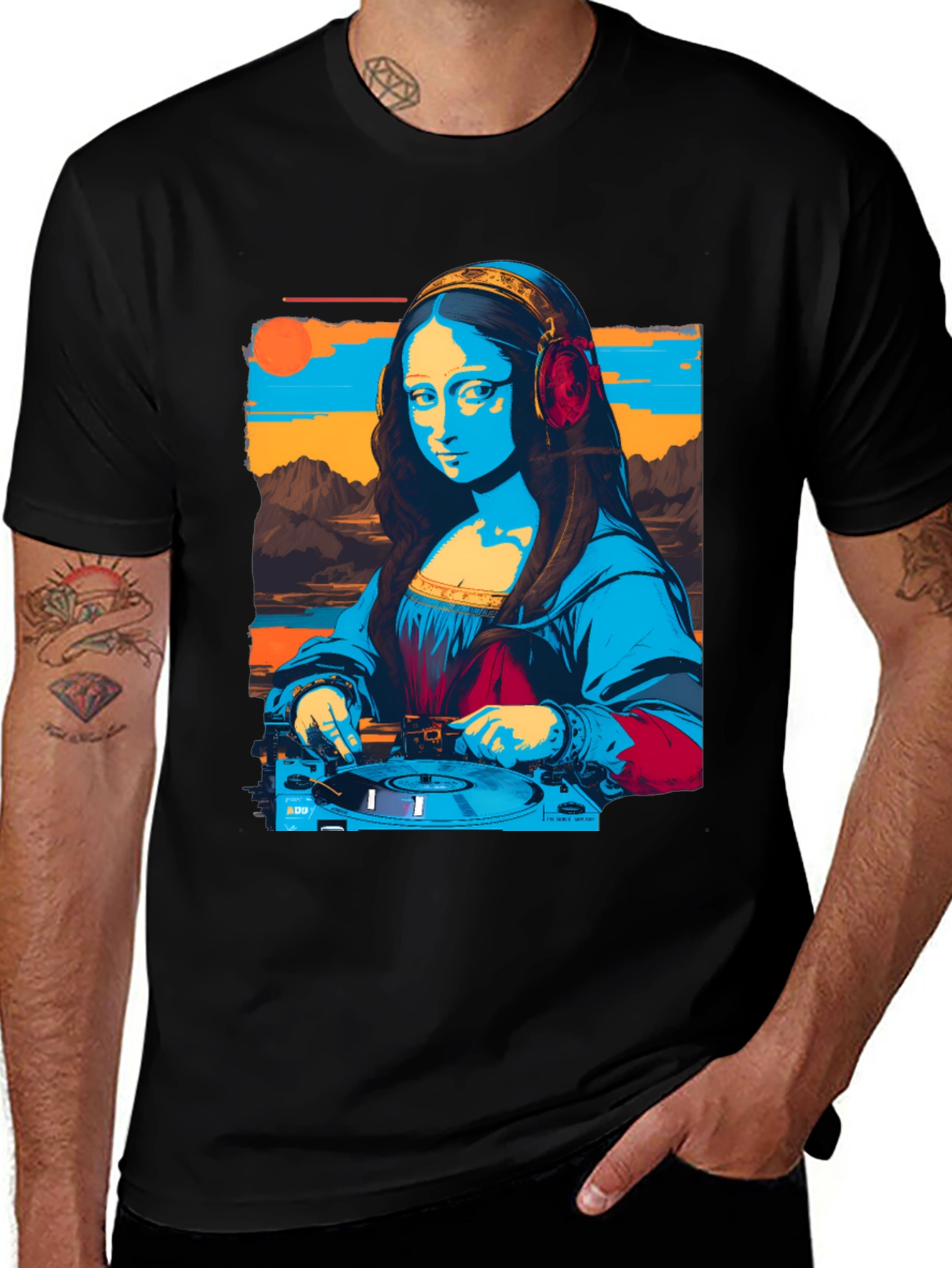DJ Mona Lisa Graphic Tee - Unique Art T-Shirt