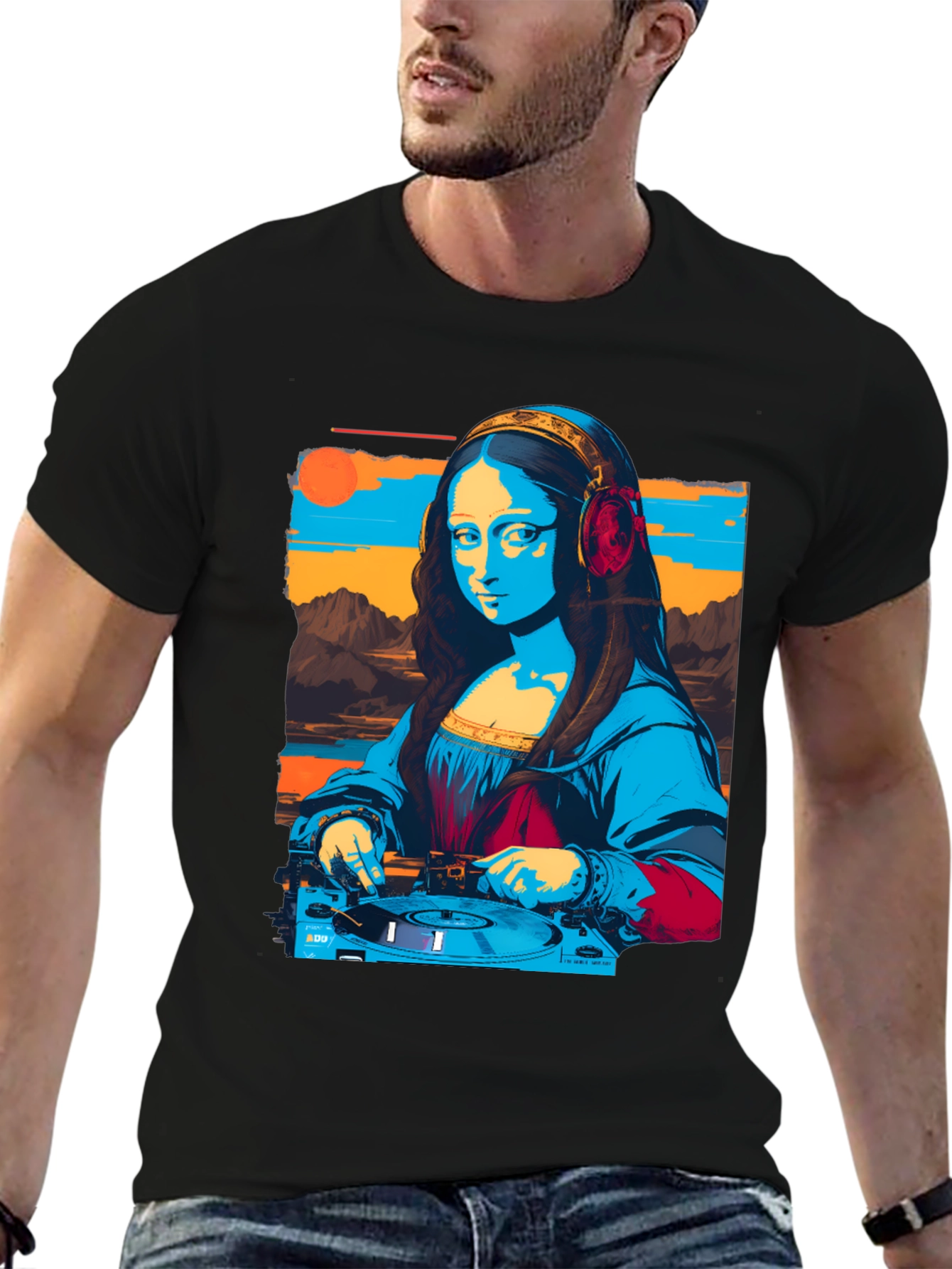DJ Mona Lisa Graphic Tee - Unique Art T-Shirt