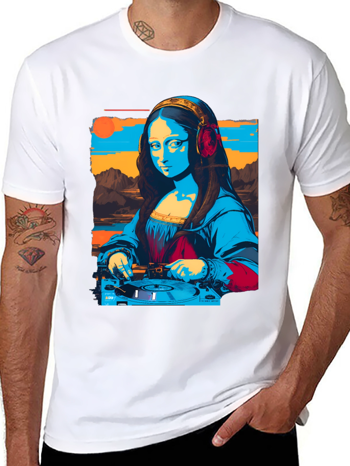 DJ Mona Lisa Graphic Tee - Unique Art T-Shirt