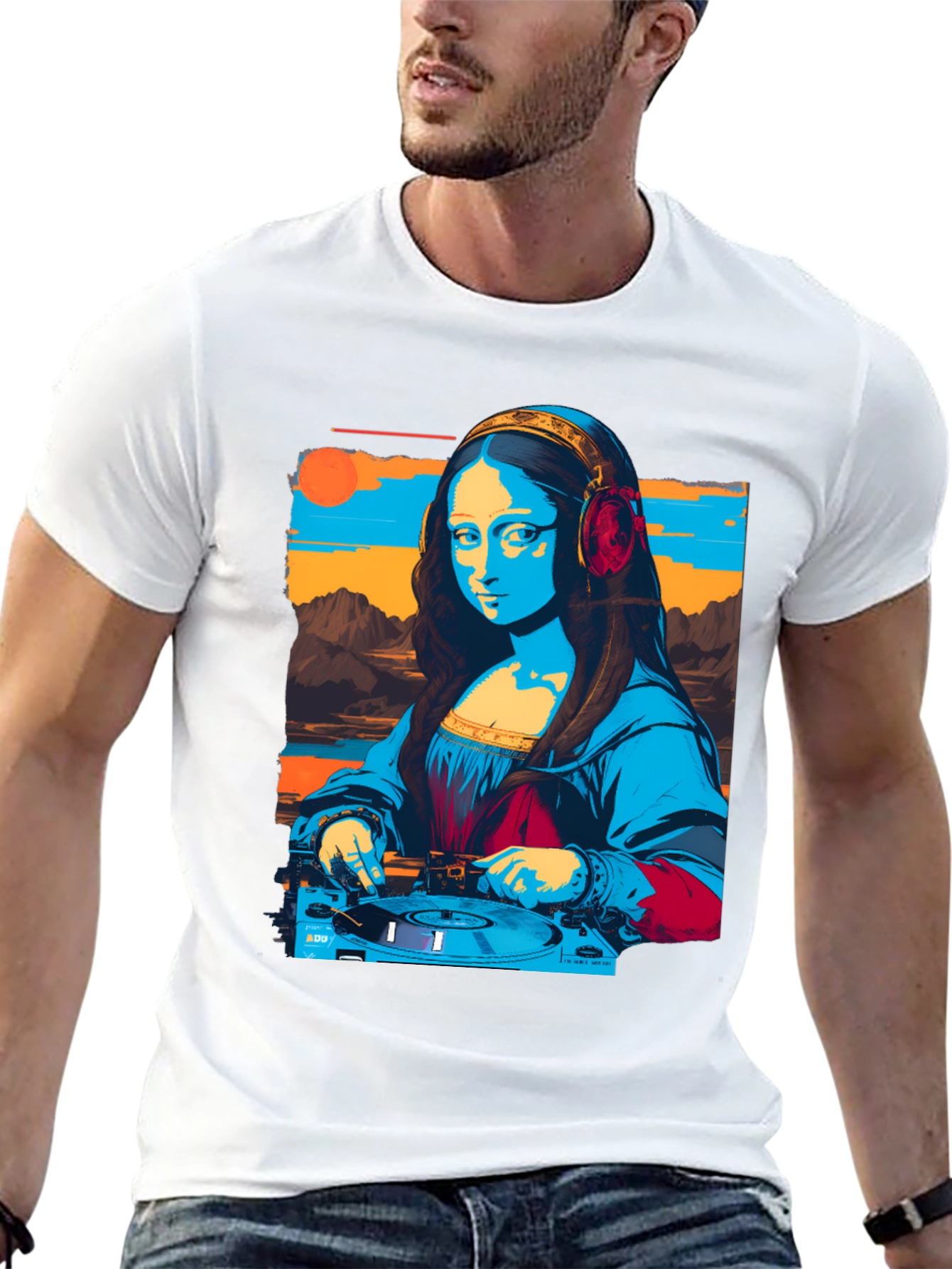 DJ Mona Lisa Graphic Tee - Unique Art T-Shirt