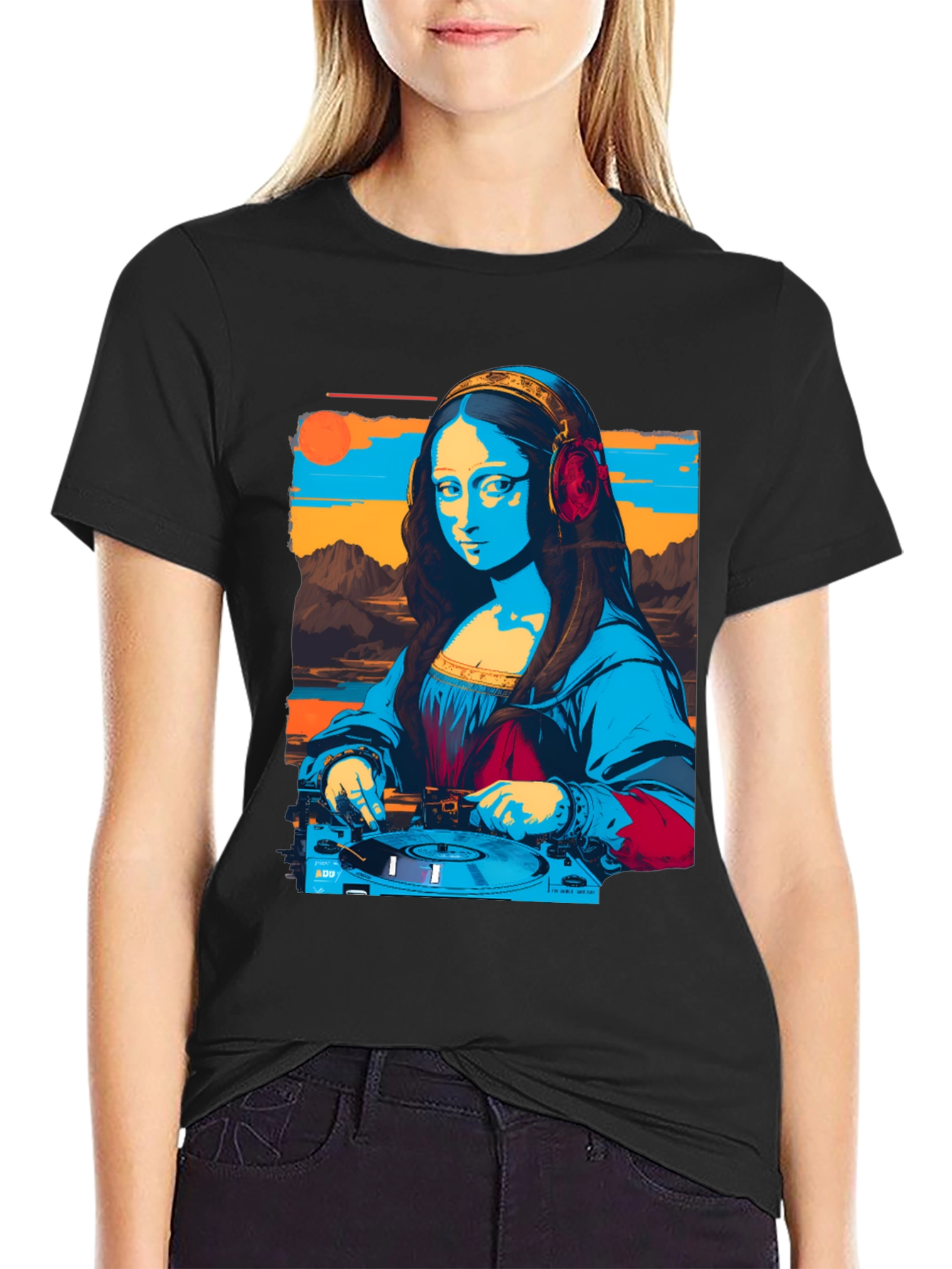DJ Mona Lisa Graphic Tee - Unique Art T-Shirt